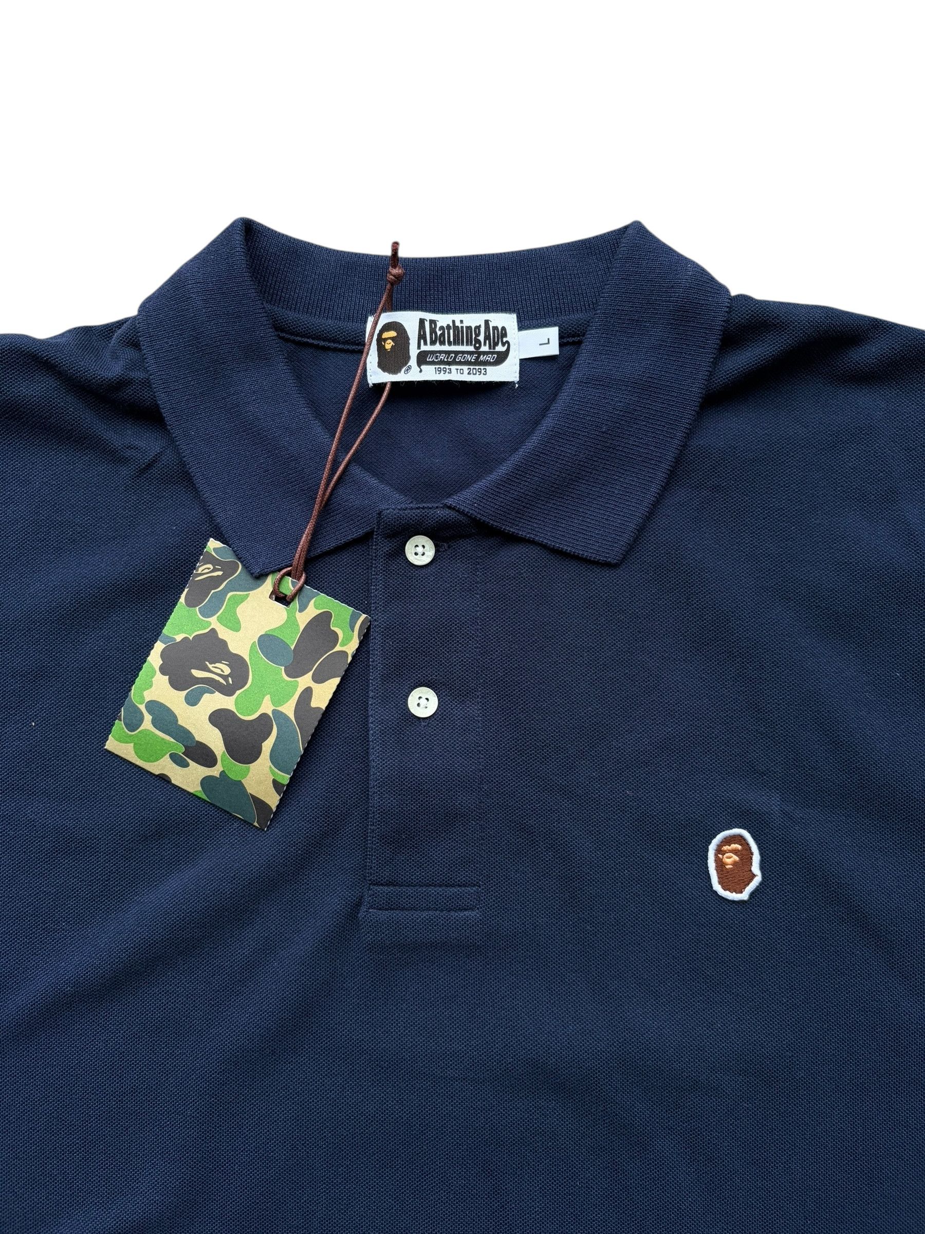 Bape Bape Navy Mini Ape Head Polo T-Shirt Size US L / EU 52-54 / 3 - 3 Thumbnail