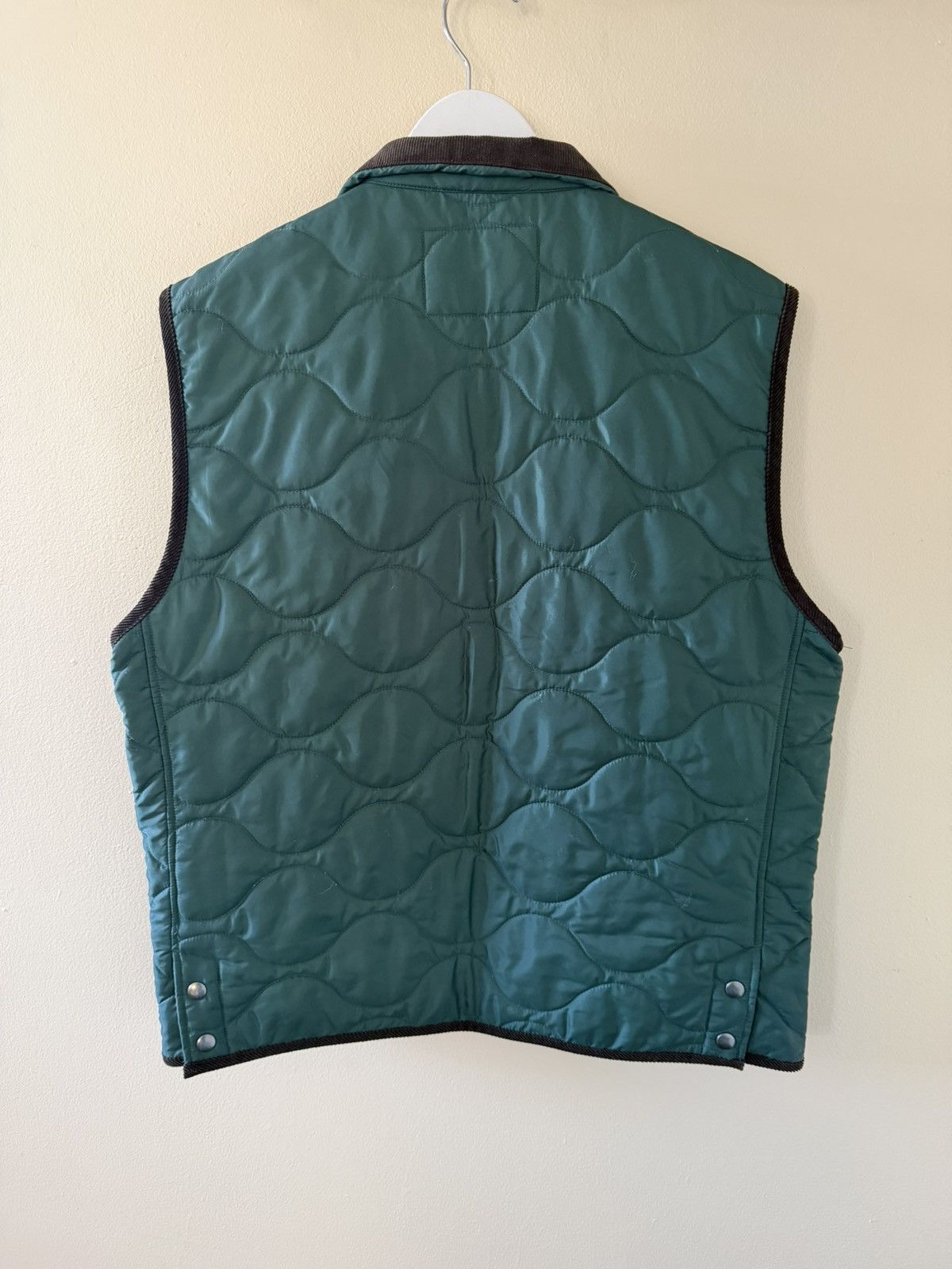 J.Crew Green quilted vest with corduroy trim Size US L / EU 52-54 / 3 - 2 Thumbnail