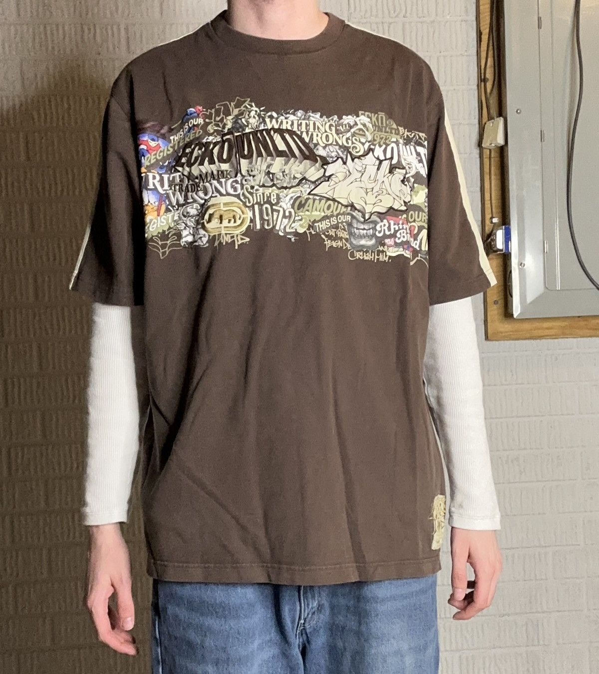Ecko Unltd. Y2K Ecko Unltd. Graphic Baggy T Shirt Size US XXL / EU 58 / 5 - 1 Thumbnail