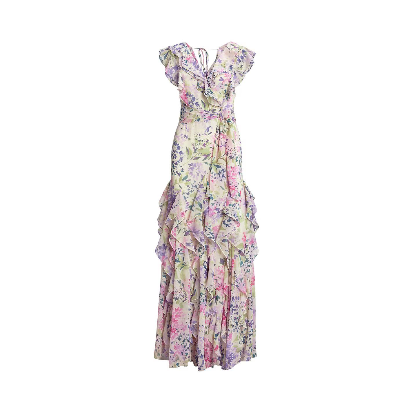 Lauren Ralph Lauren o1g2r1mq0825 Floral Ruffle-Trim Georgette Gown in Multicolor Size XS / US 0-2 / IT 36-38 - 1 Thumbnail