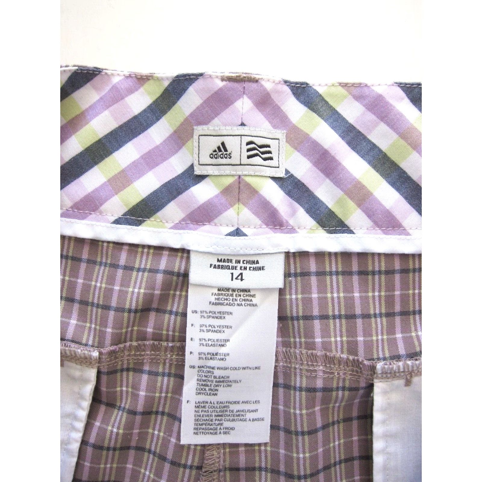 Adidas Adidas Bermuda Short Woman 14 Golf Purple Yellow Plaid Stretch Pocket Chico 97% polyester 3% spandex Womens Bermuda Shorts Size 36" / US 14 / IT 50 - 4 Thumbnail