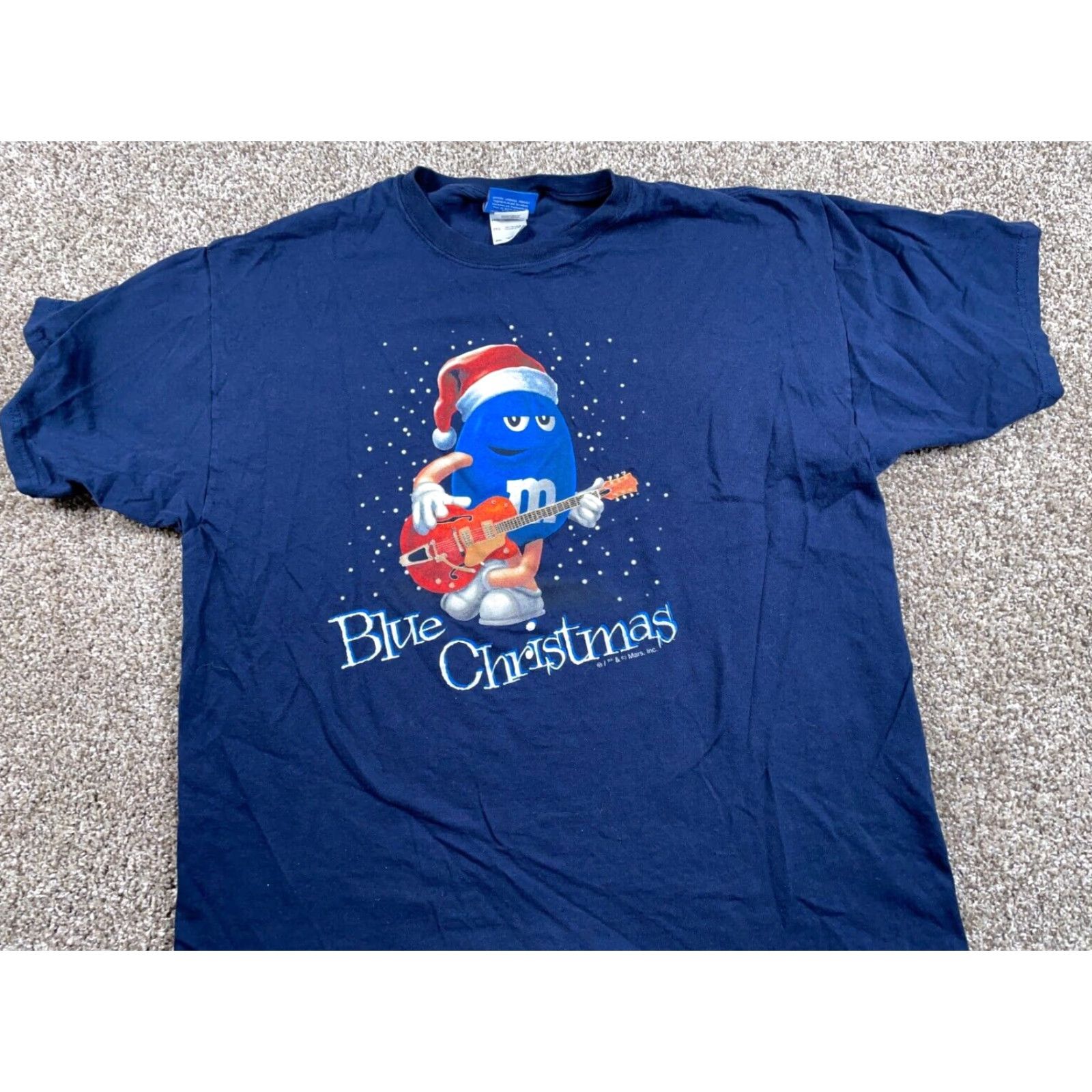 Vintage VINTAGE M&M's Blue Christmas T-Shirt Men 2XL Crew Neck Short Sleeve Holiday Retro Santa Clause Logo Graphic Print Cotton Jersey Size US XXL / EU 58 / 5 - 4 Thumbnail