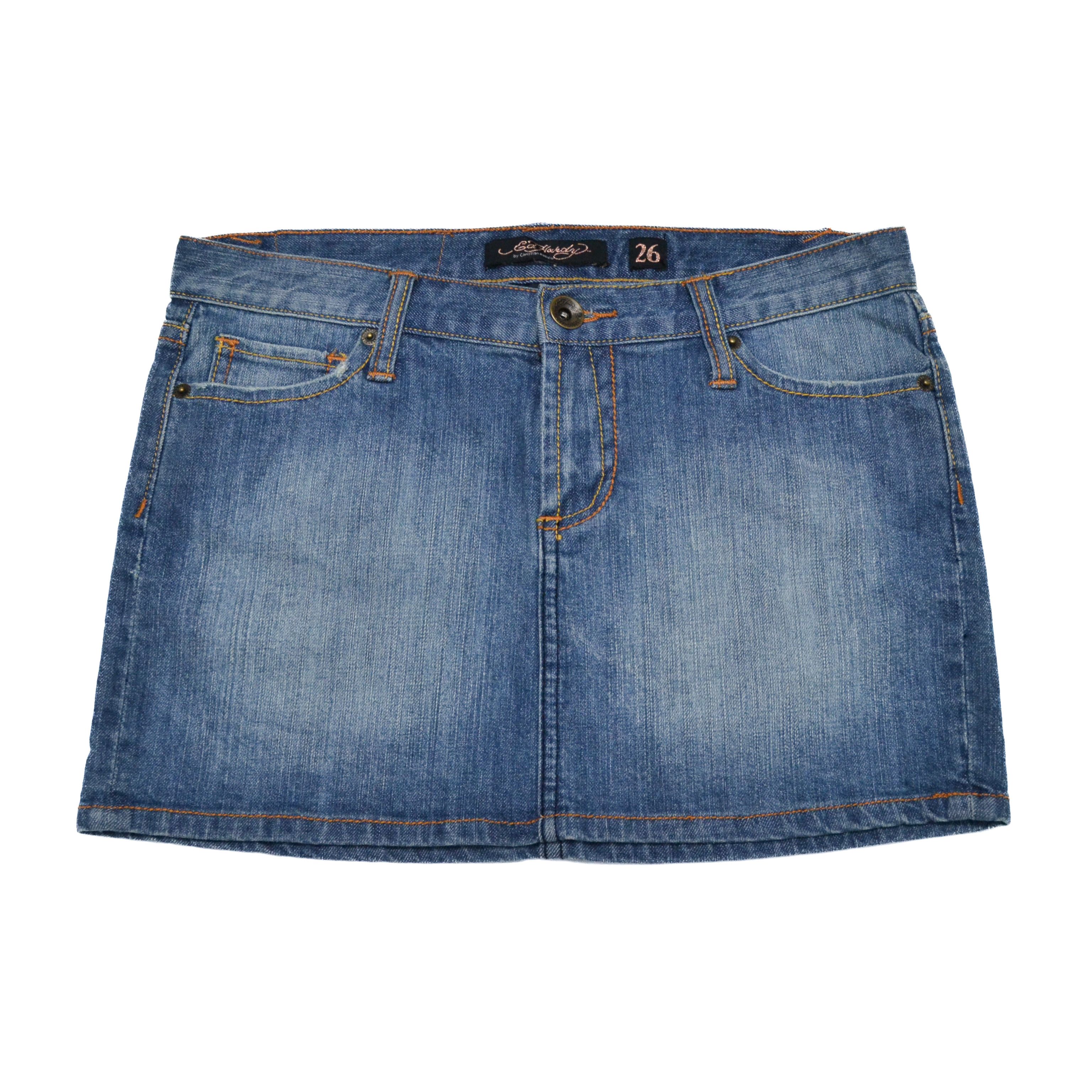 Ed Hardy Ed Hardy Y2K Koi Fish Embroidered Denim Mini Skirt Size 26" / US 2 / IT 38 - 3 Thumbnail