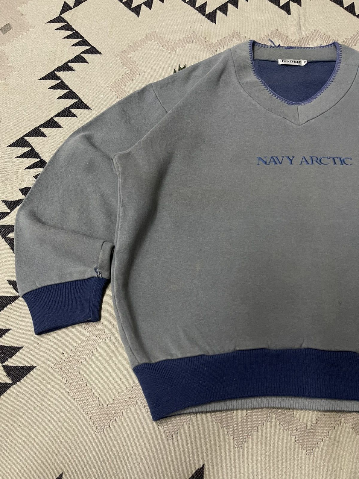 Boneville 1980s BONEVILLE “NAVY ARCTIC” V NECK SWEATSHIRT Size US M / EU 48-50 / 2 - 3 Thumbnail