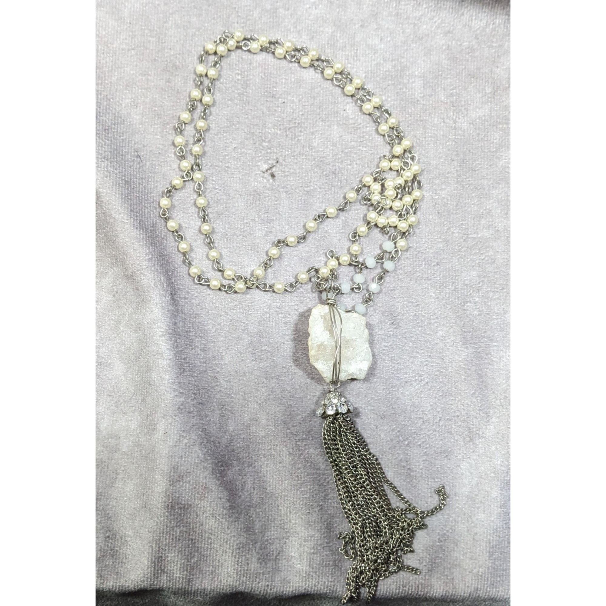 Other Handmade Druzy Quartz Pendant Tassel Necklace Size ONE SIZE - 10 Thumbnail