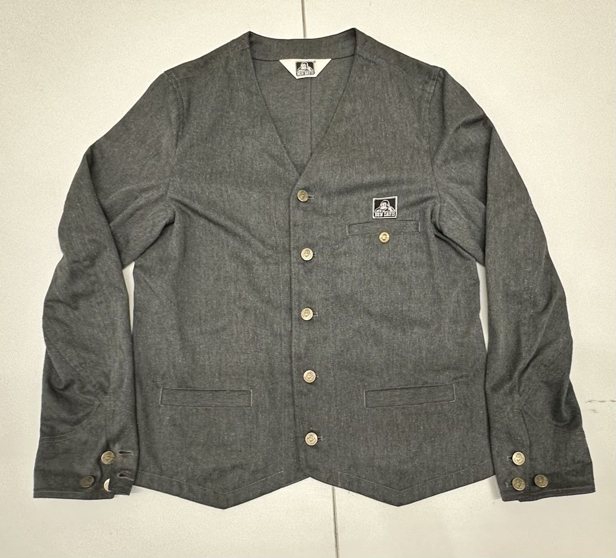 RARE JAPAN BEN DAVIS MEN’S COLLARLESS DENIM JACKET