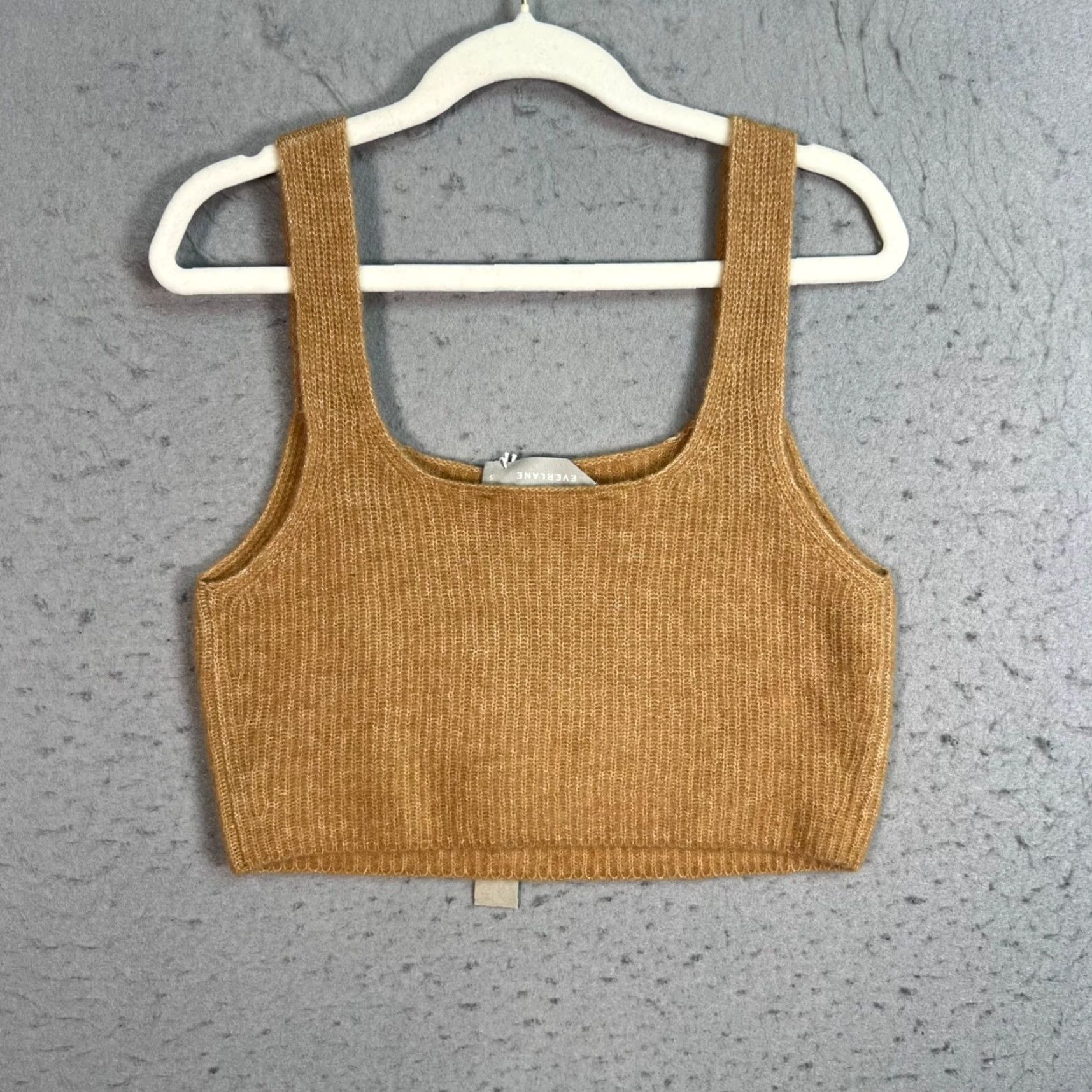 Everlane Everlane Tank Shirt Womens Small Wool Blend Cropped Square Neck Strap Wide Strap Casual Brown Knit Vintage No Size S / US 4 / IT 40 - 2 Thumbnail