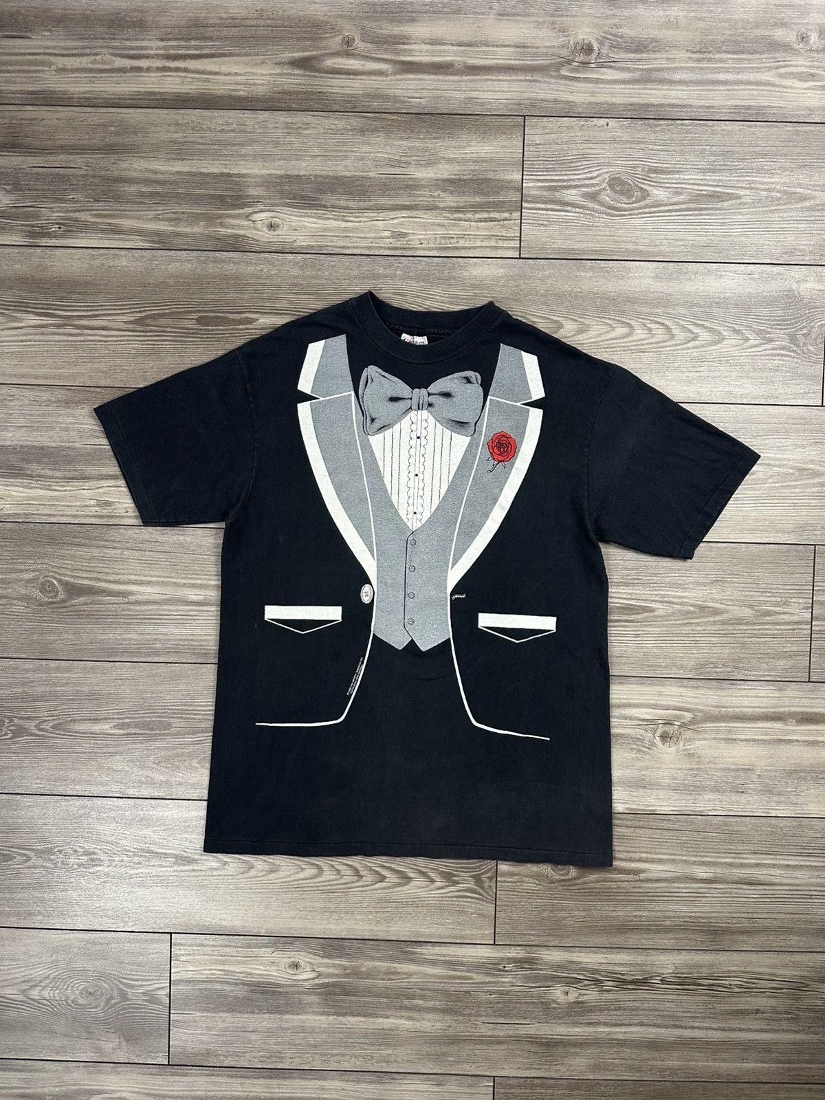 Hanes × Vintage 80’s Tuxedo T Shirt Size US XL / EU 56 / 4 - 1 Thumbnail