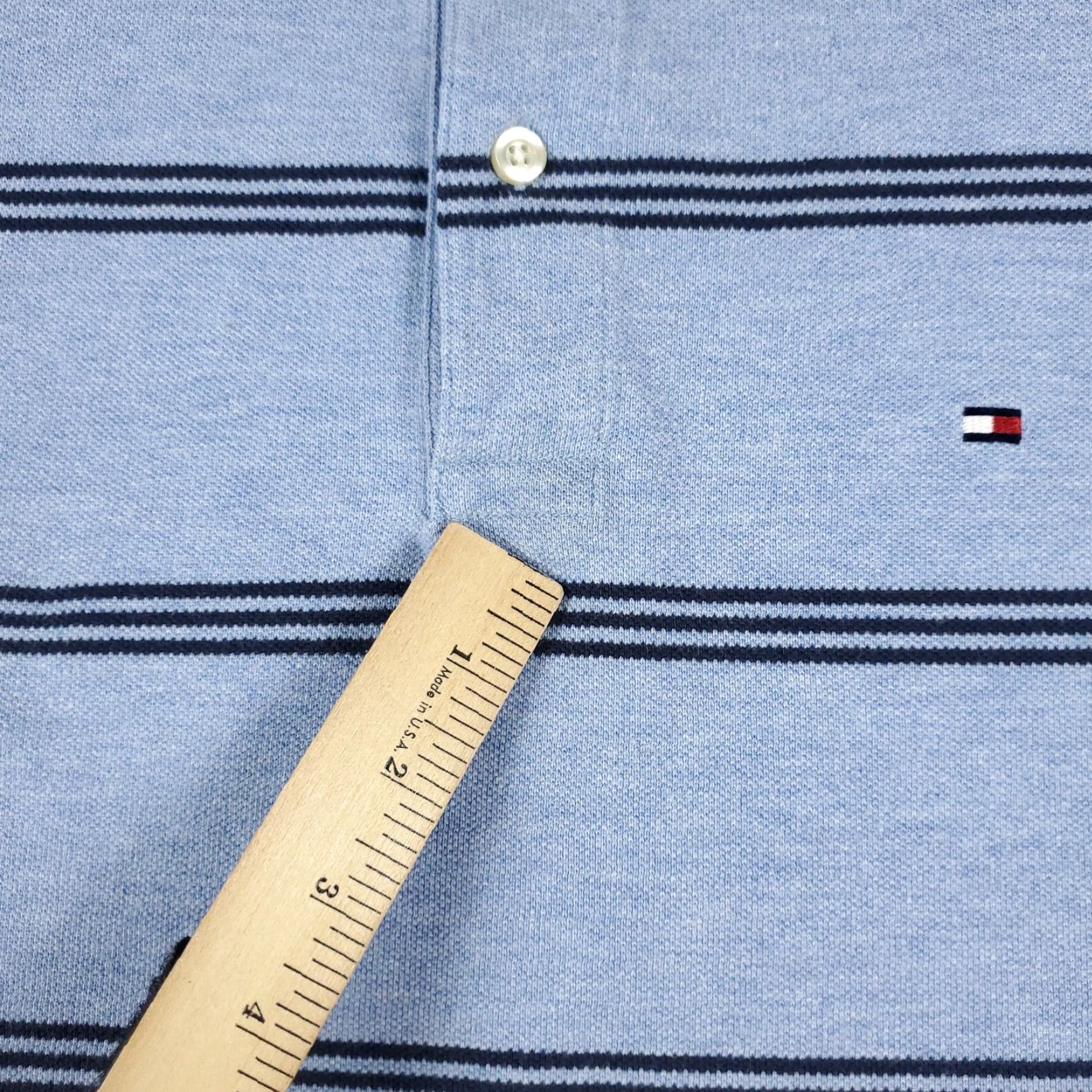 Tommy Hilfiger VINTAGE Tommy Hilfiger Polo Shirt Mens XL Blue Striped Casual Short Sleeve Polo Shirt XL Blue Size US XL / EU 56 / 4 - 3 Thumbnail