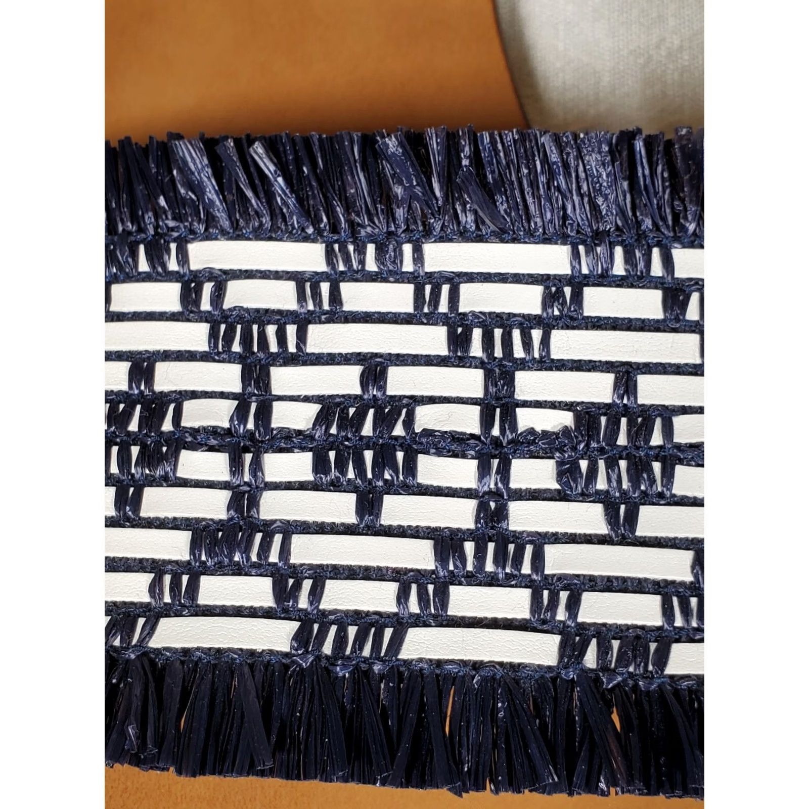 J.Crew J.Crew Sandals Woven Raffia Navy Blue / White Slip On Slides Women US 8.5 Italy Summer Casual Size US 9 / IT 39 - 6 Thumbnail