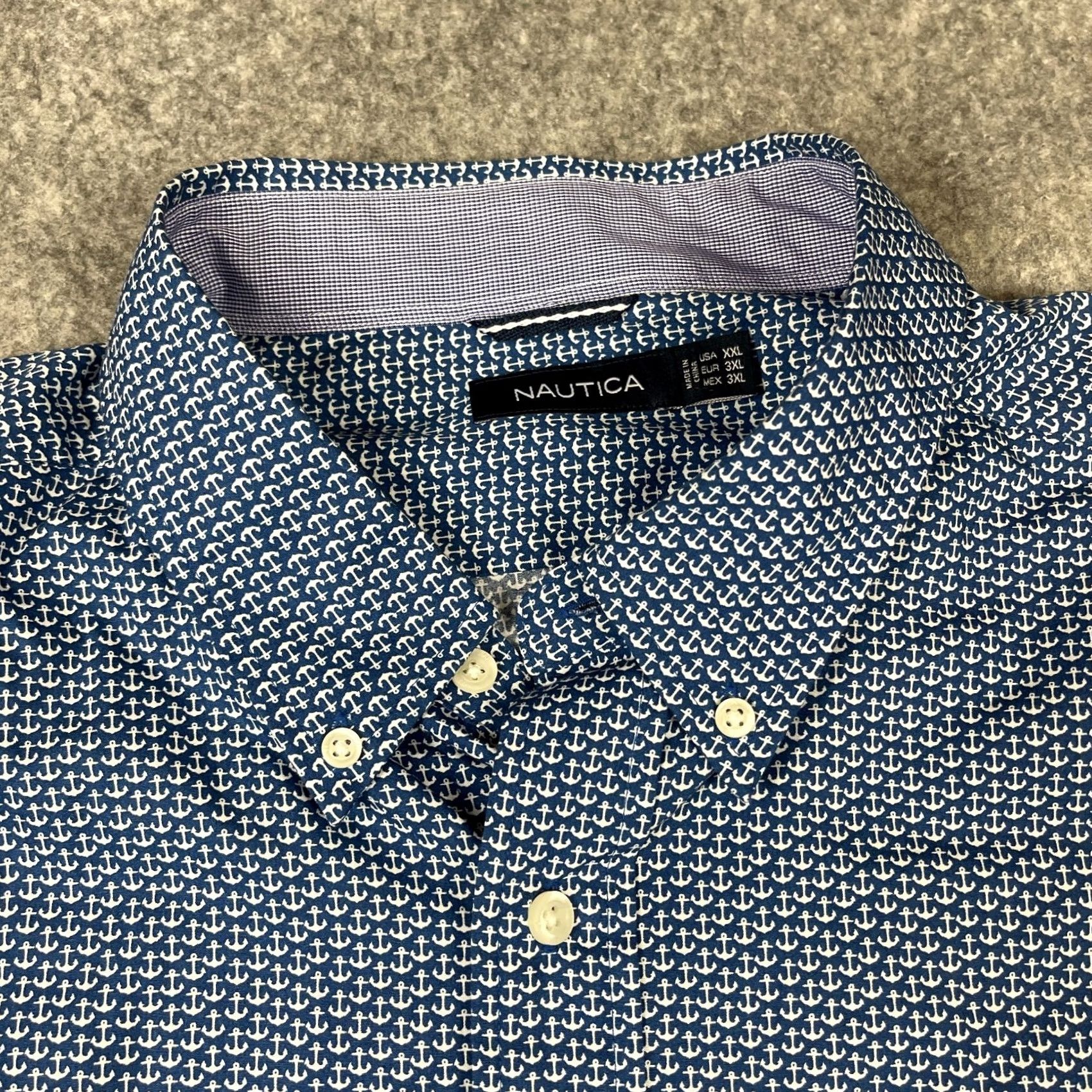 Nautica Nautica NAUTIC Shirt Men's XXL Blue White Anchors Nautical Long Sleeve Button Up Coastal Size US XXL / EU 58 / 5 - 2 Thumbnail