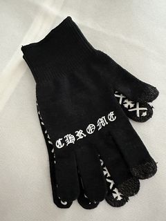 Buy Free Shipping Chrome Hearts Logo Print Work Gloves Black