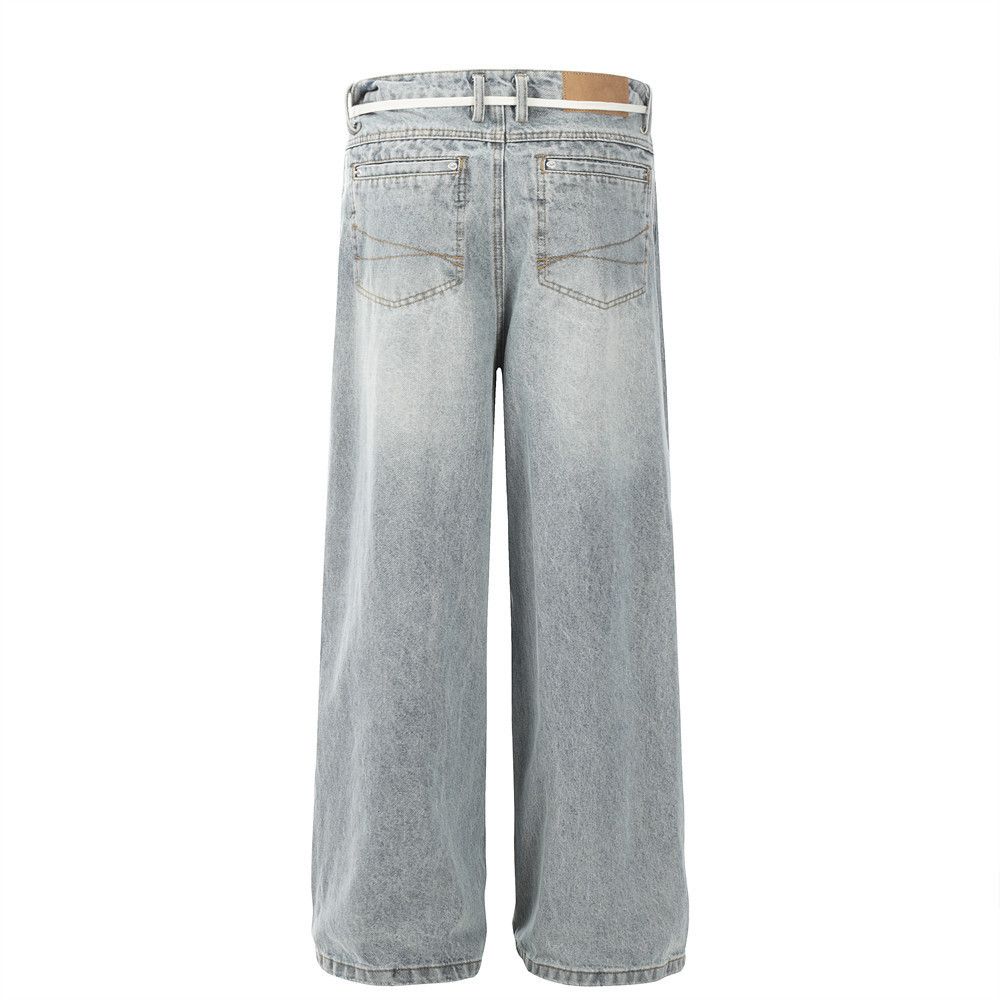 Japanese Brand × Jean American retro washed distressed loose drawstring jeans Size US 32 / EU 48 - 3 Thumbnail
