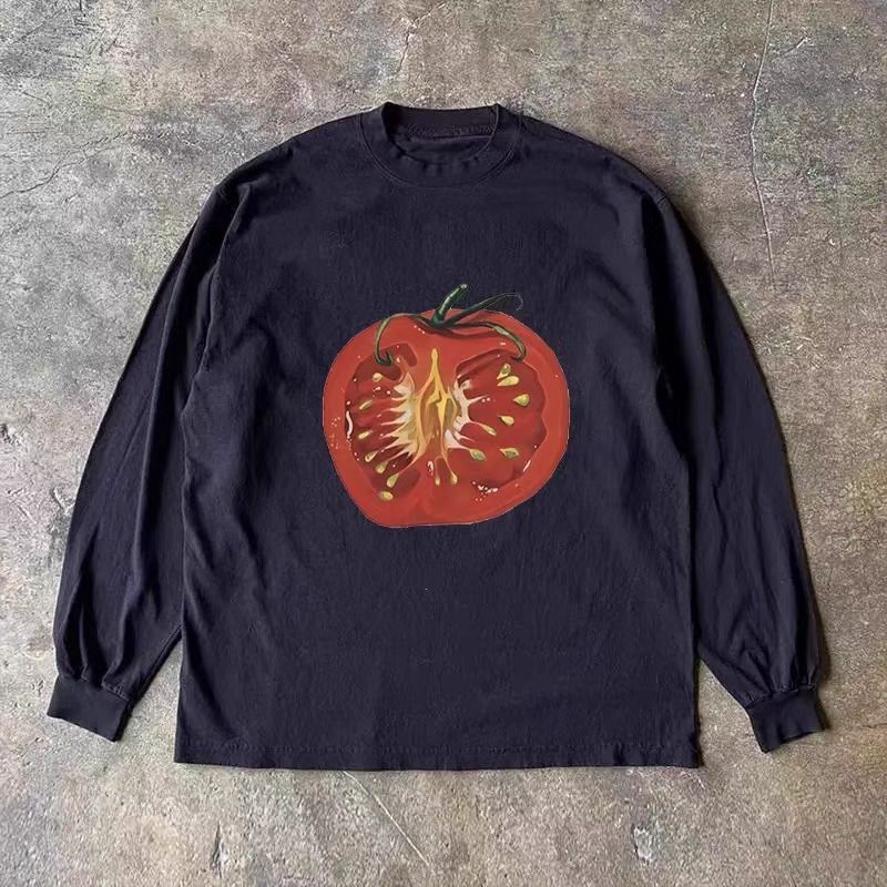 Japanese Brand Black retro tomato print long-sleeved t-shirt Size US M / EU 48-50 / 2 - 1 Thumbnail