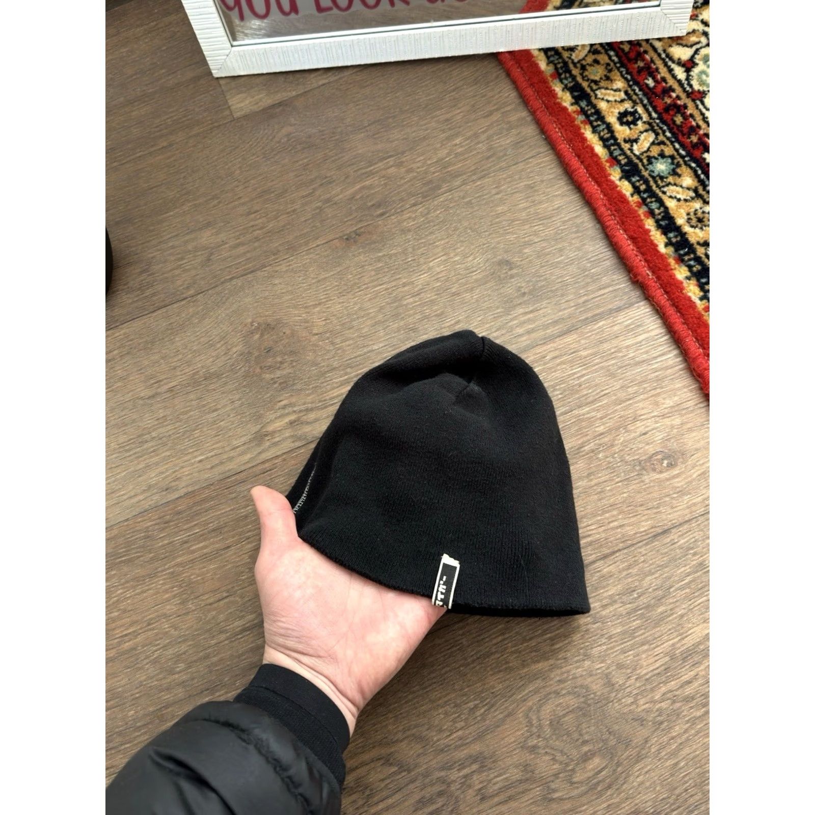 Onitsuka Tiger VINTAGE Onitsuka Tiger Beanie Hat One Size Mens Black 90s Y2K Streetwear Winter Size ONE SIZE - 4 Thumbnail