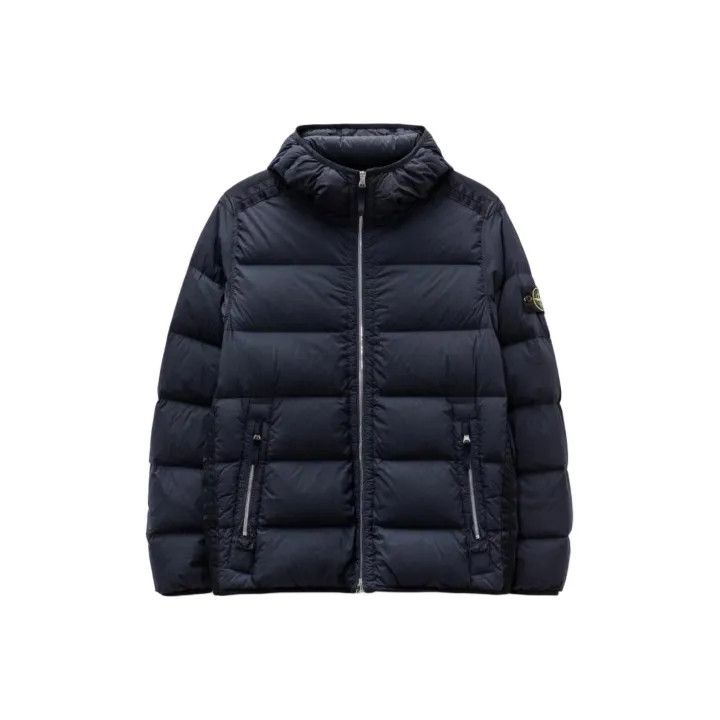 Stone Island Stone Island Navy Hooded Down Jacket Size US M / EU 48-50 / 2 - 1 Thumbnail