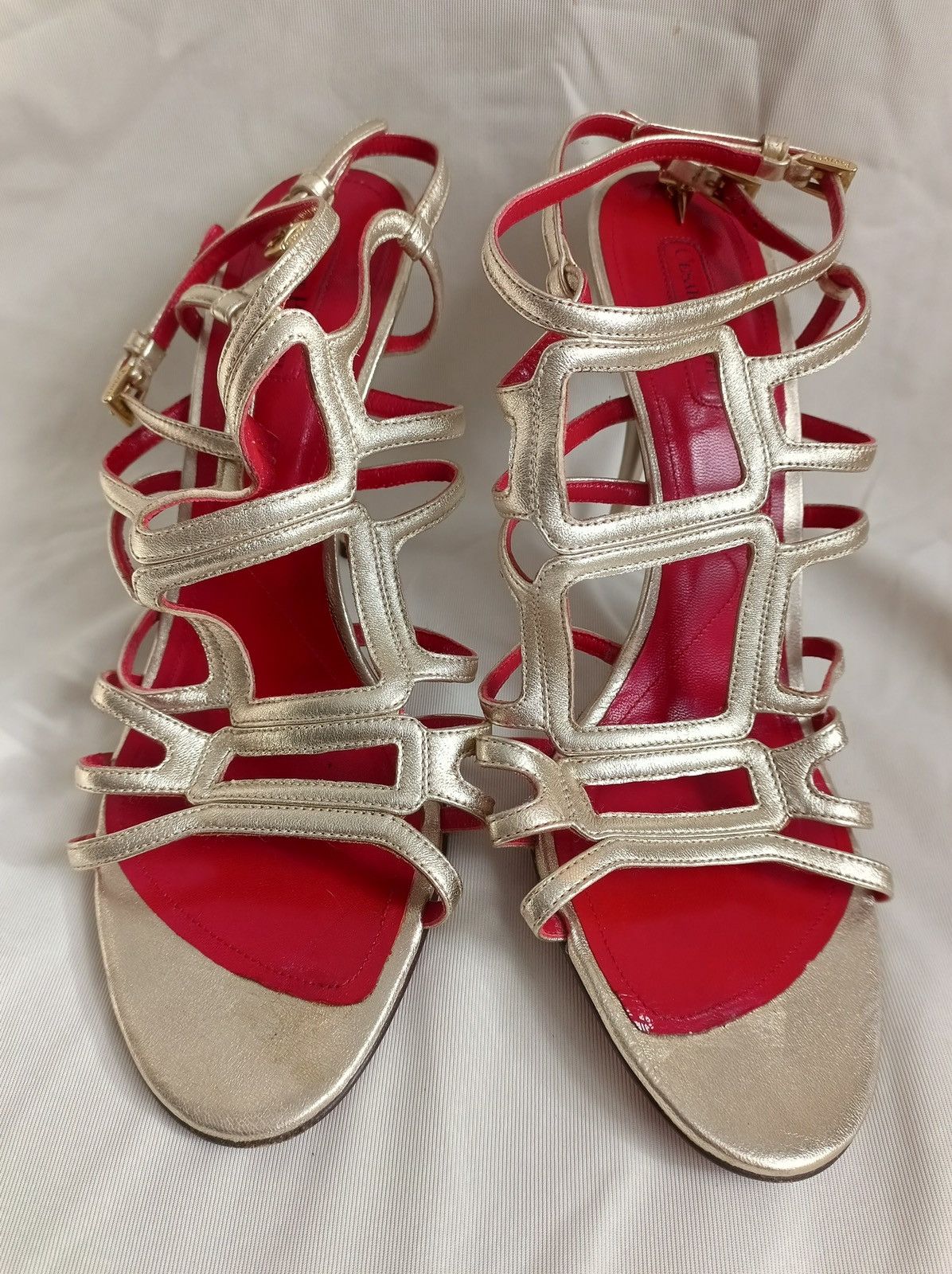 Paciotti Cesare Paciotti Gold Red Leather Heels Sandals EU 41 Size US 11 / IT 41 - 9 Thumbnail