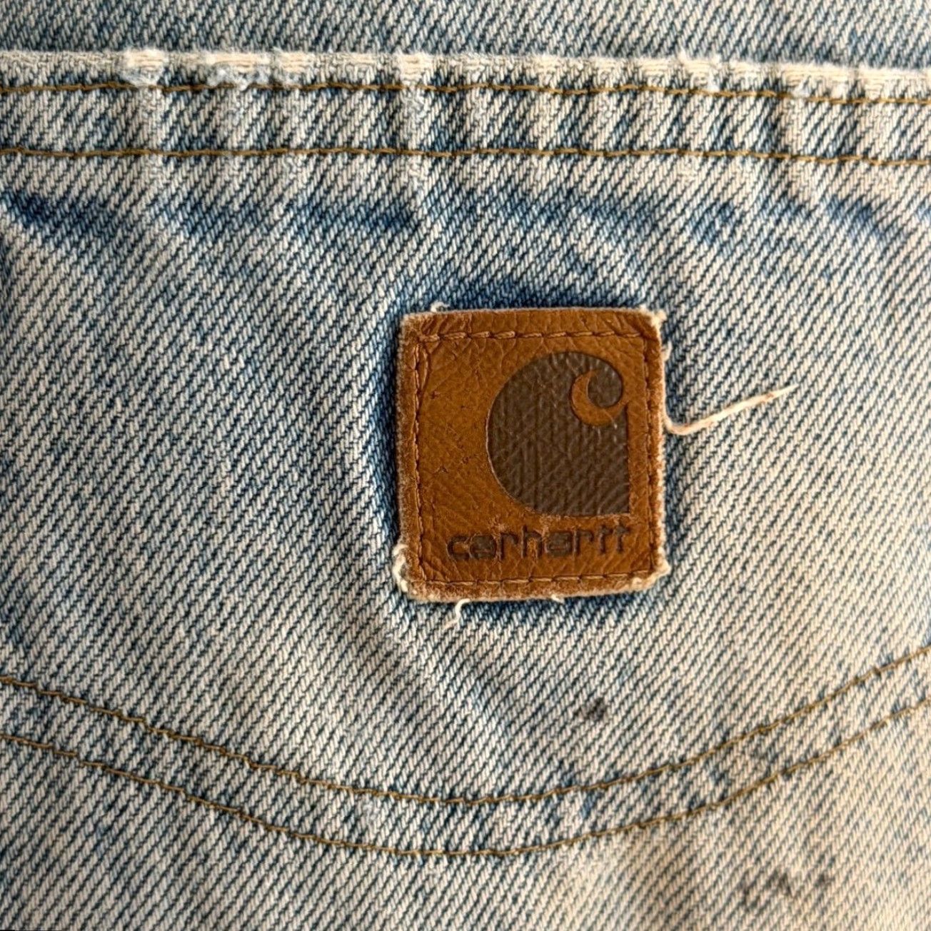 Carhartt VINTAGE Carhartt Jeans Mens 33x32 Blue Relaxed Fit Denim Straight Flannel Lined Jeans Mens Blue 90s Style Straight Mens Jeans Size US 33 - 3 Thumbnail