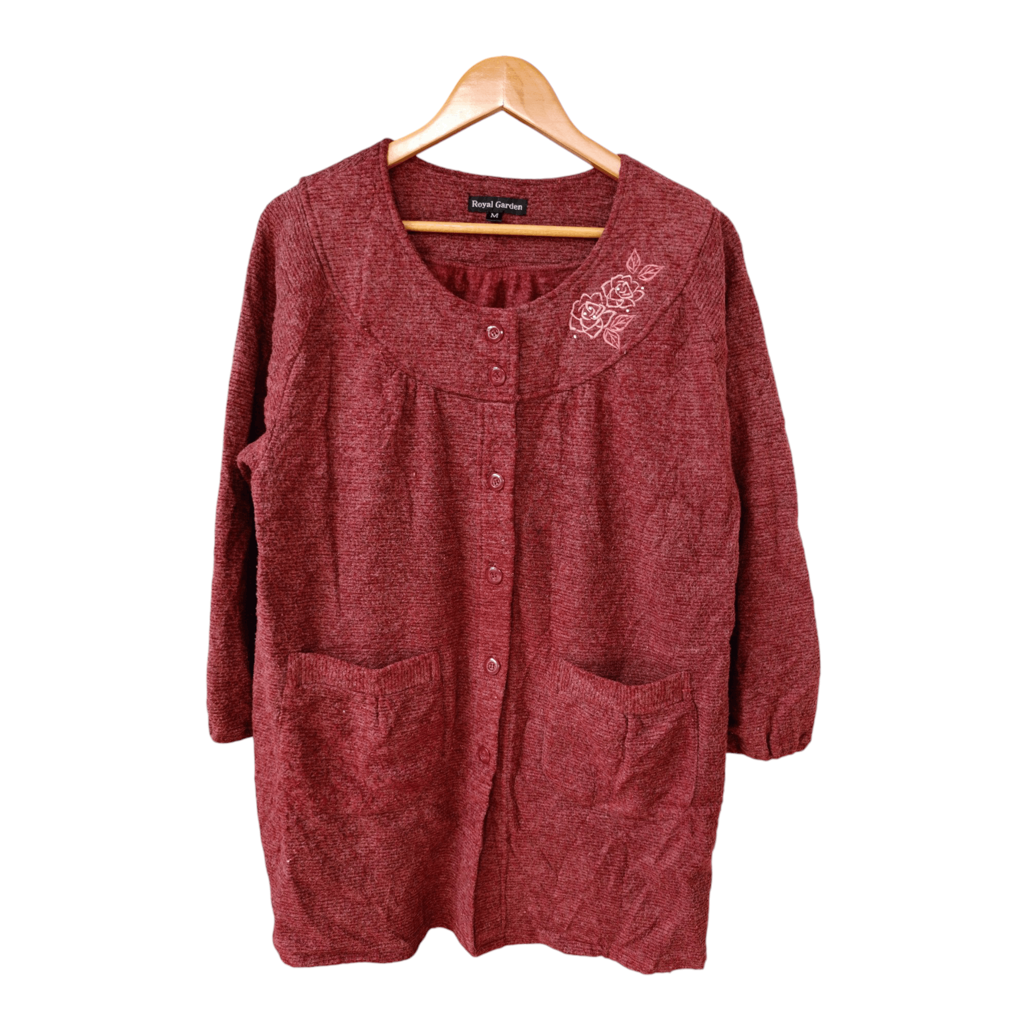 Japanese Brand × Vintage Royal Garden Japan Brand Long Sleeve Maroon Button Sweater Size M / US 6-8 / IT 42-44 - 1 Thumbnail