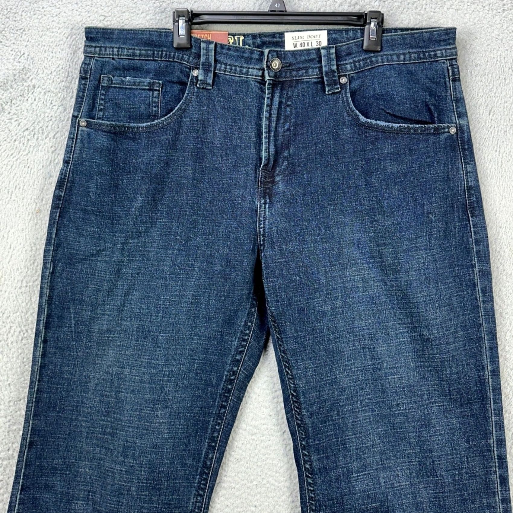 Denime T.K. Axel Jeans Slim Boot Mens 40X30 Blue Dark Washed 5 Pocket Denim NEW Size US 40 / EU 56 - 4 Thumbnail