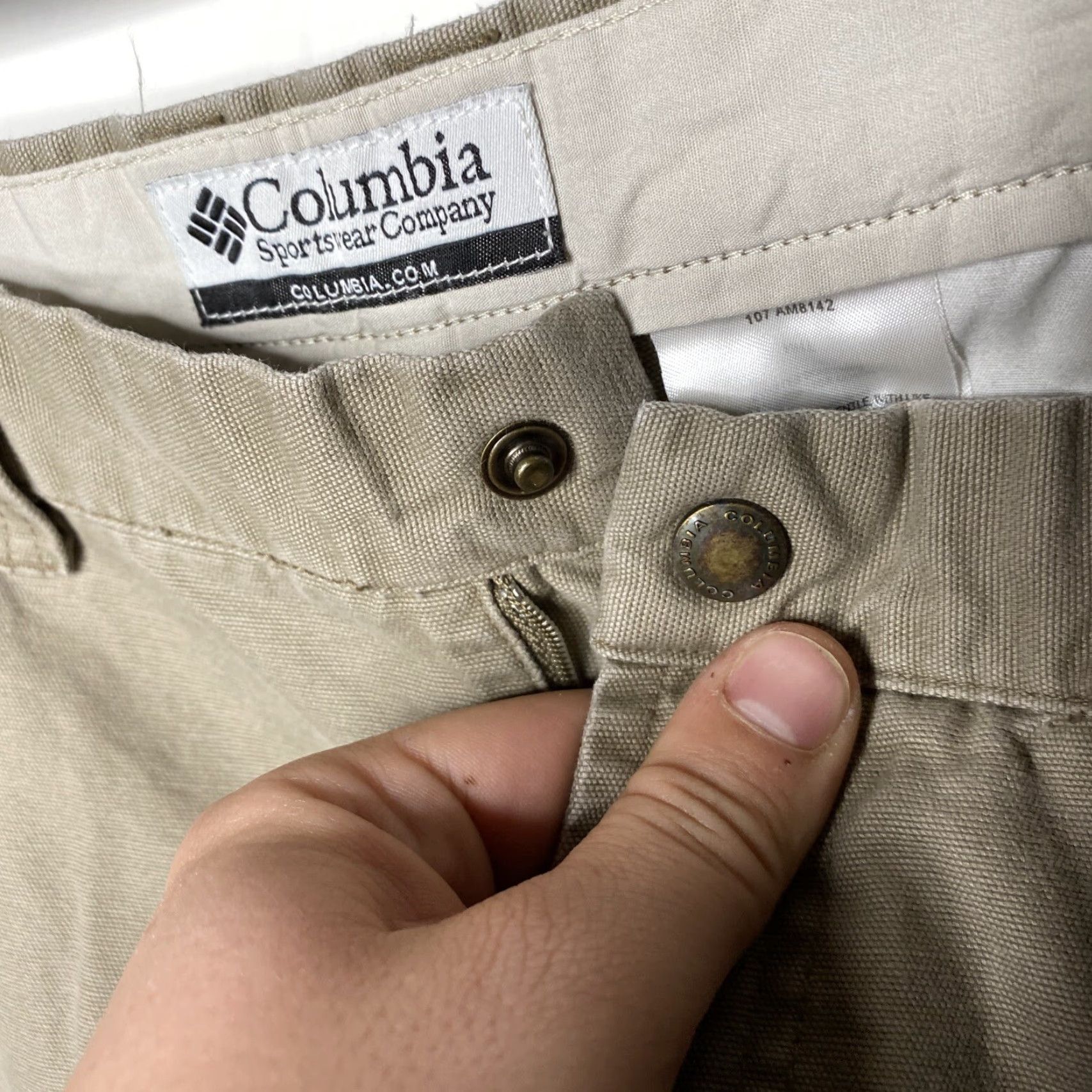 Vintage Columbia Mens 38x32 Active Outdoor Pants Khaki Straight 5-Pocket Zipper Pocket Canvas Cotton Beige Regular Mens Size US 38 / EU 54 - 7 Thumbnail