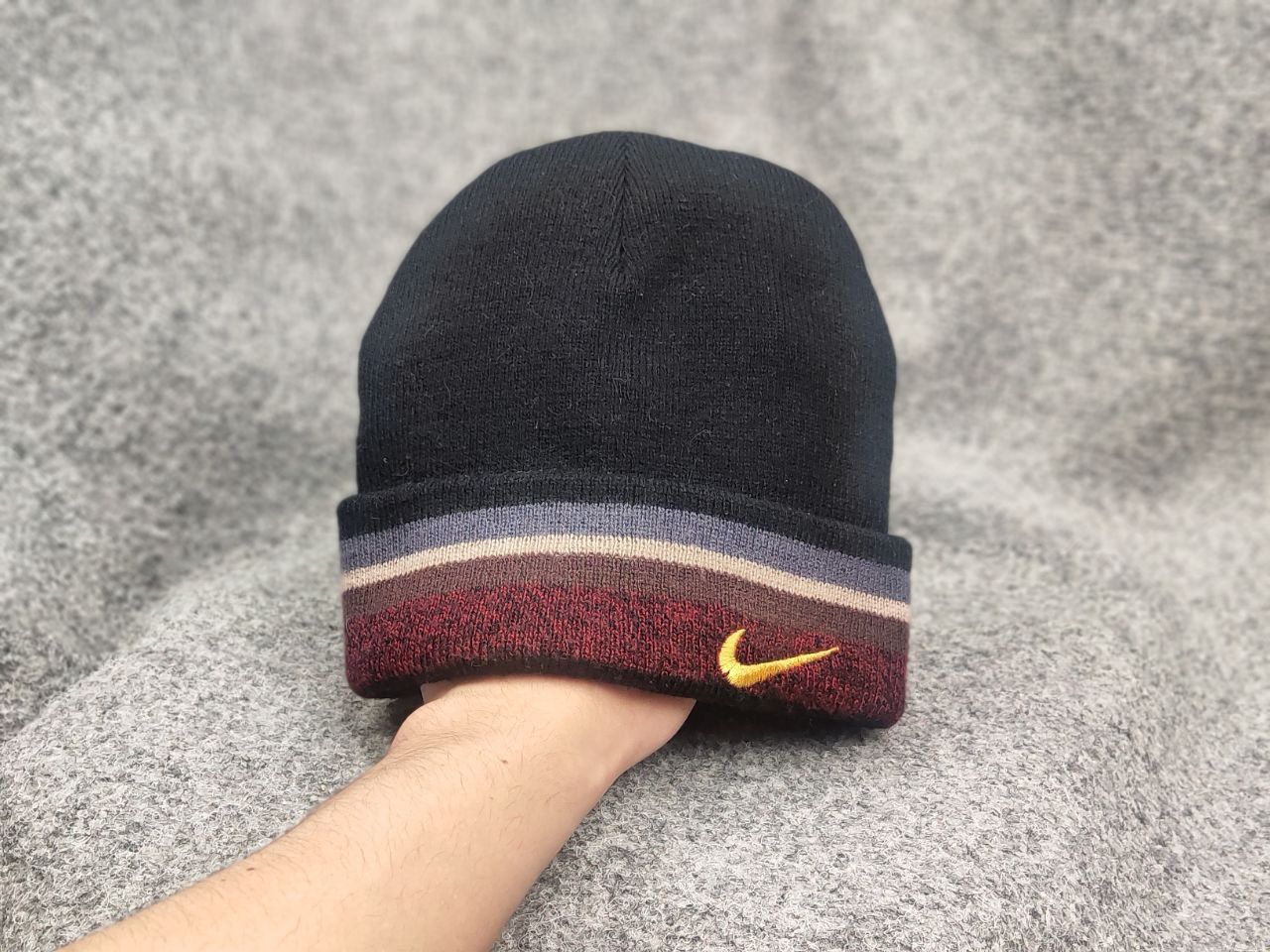 Nike Vintage Nike beanie hat Black Wool Blend Swoosh Y2K Style Size ONE SIZE - 7 Thumbnail