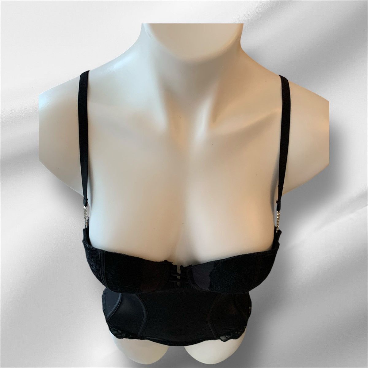 Vintage Vintage 2000s Y2K La Senza Black Mesh Corset Lace S/M Size M / US 6-8 / IT 42-44 - 3 Thumbnail