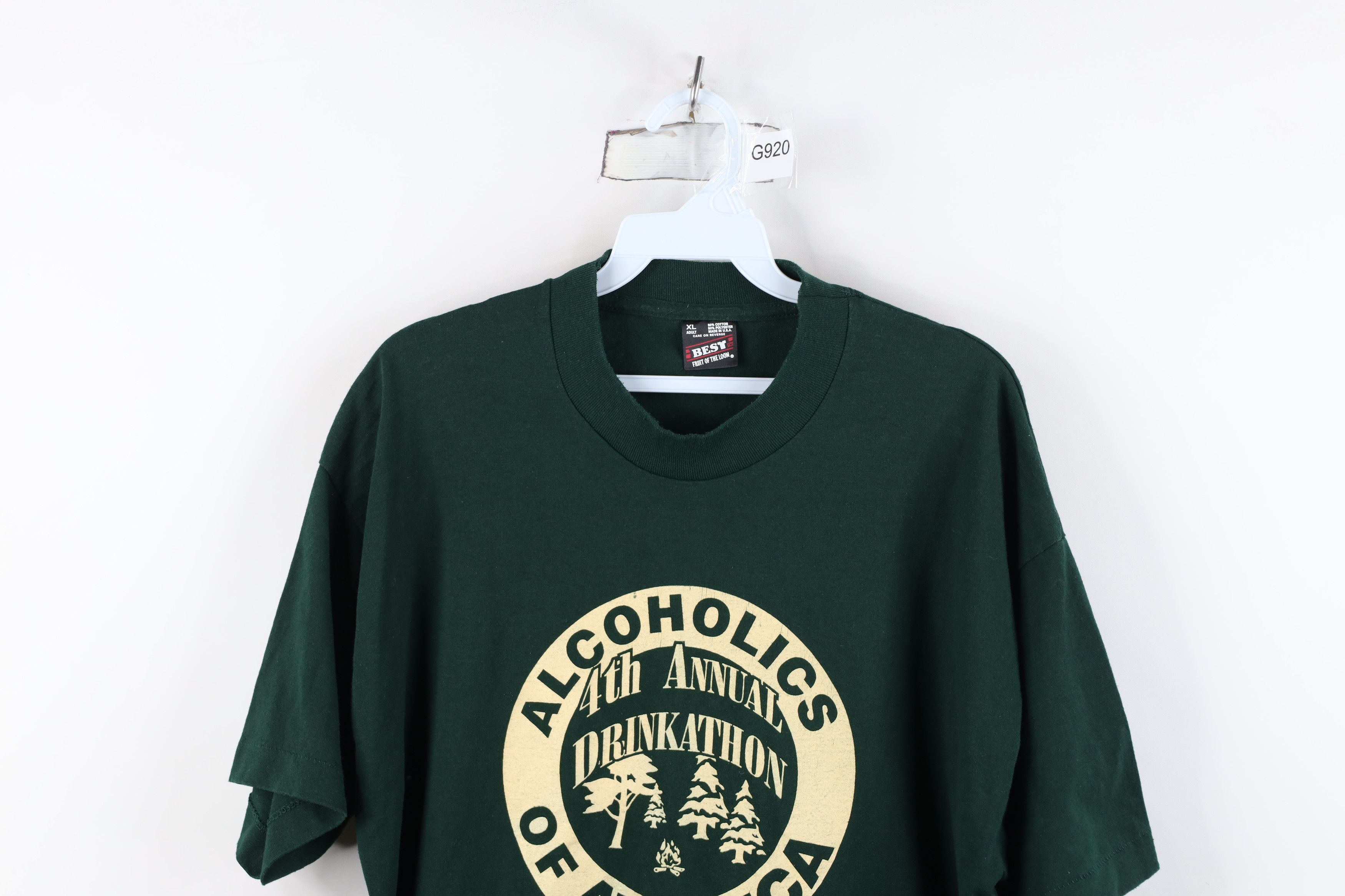 Vintage Vintage 90s of America Drinkathon Illinois T-Shirt Green USA Size US XL / EU 56 / 4 - 2 Thumbnail