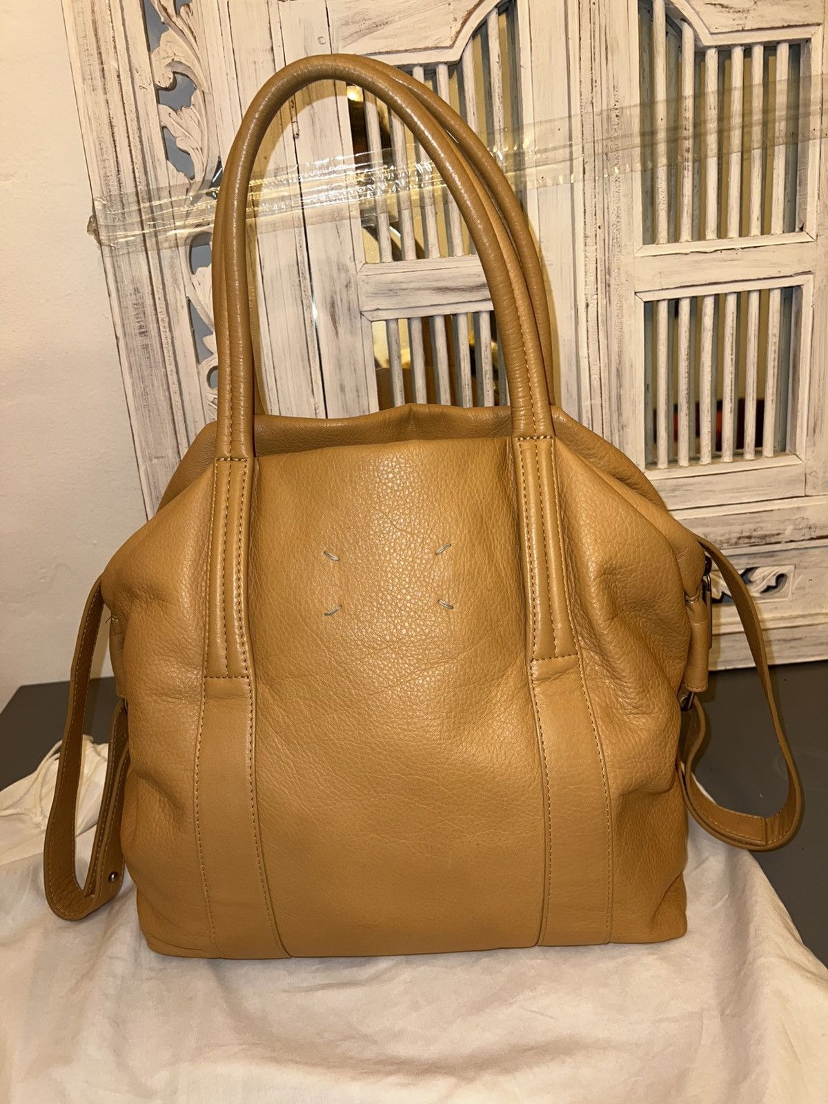 Maison Margiela Leather Sailor tote bag in peachy brown Size ONE SIZE - 1 Thumbnail