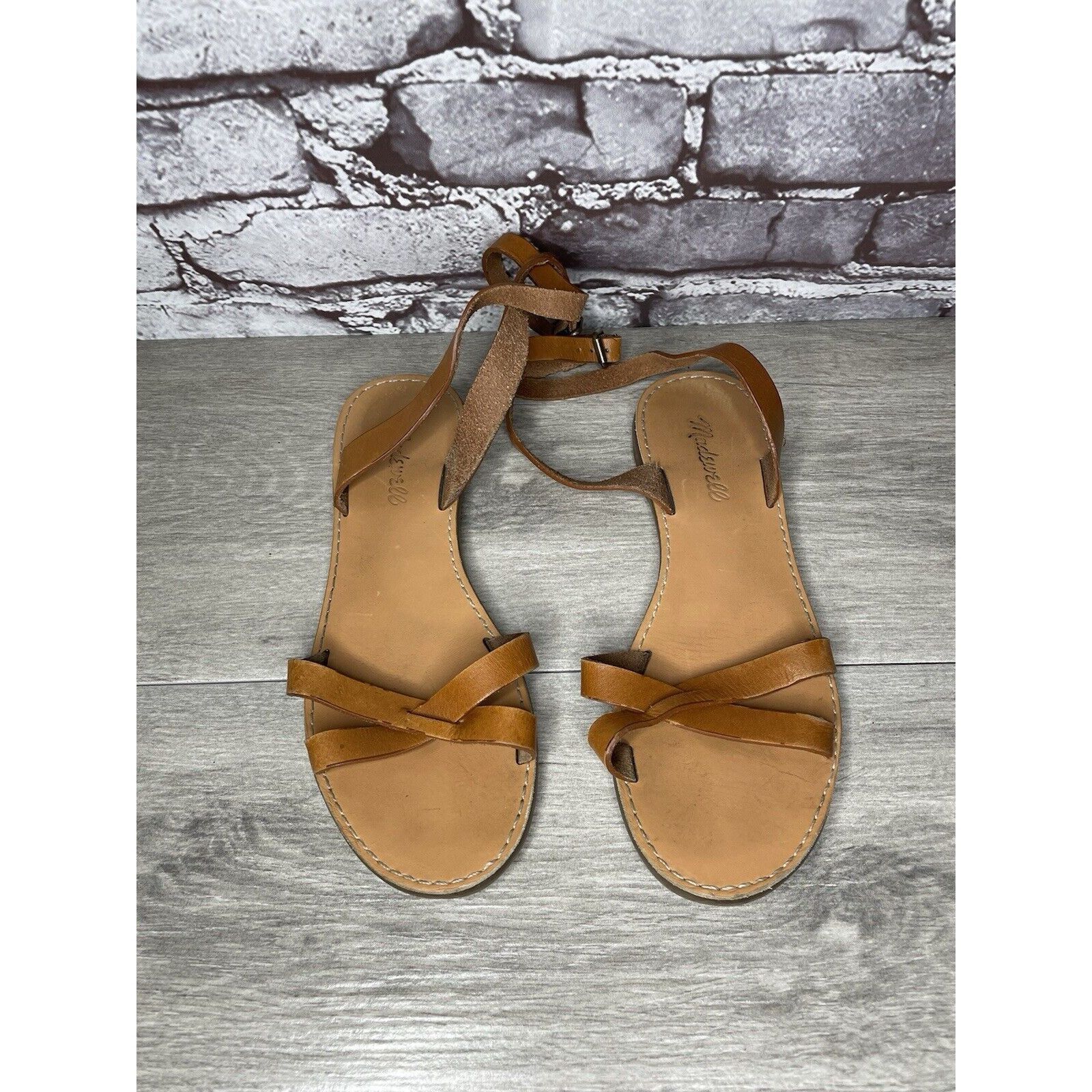 Madewell Madewell Brown Leather Casual Ankle Strap Flat Sandals Women Size US 7.5 / IT 37.5 - 20 Thumbnail