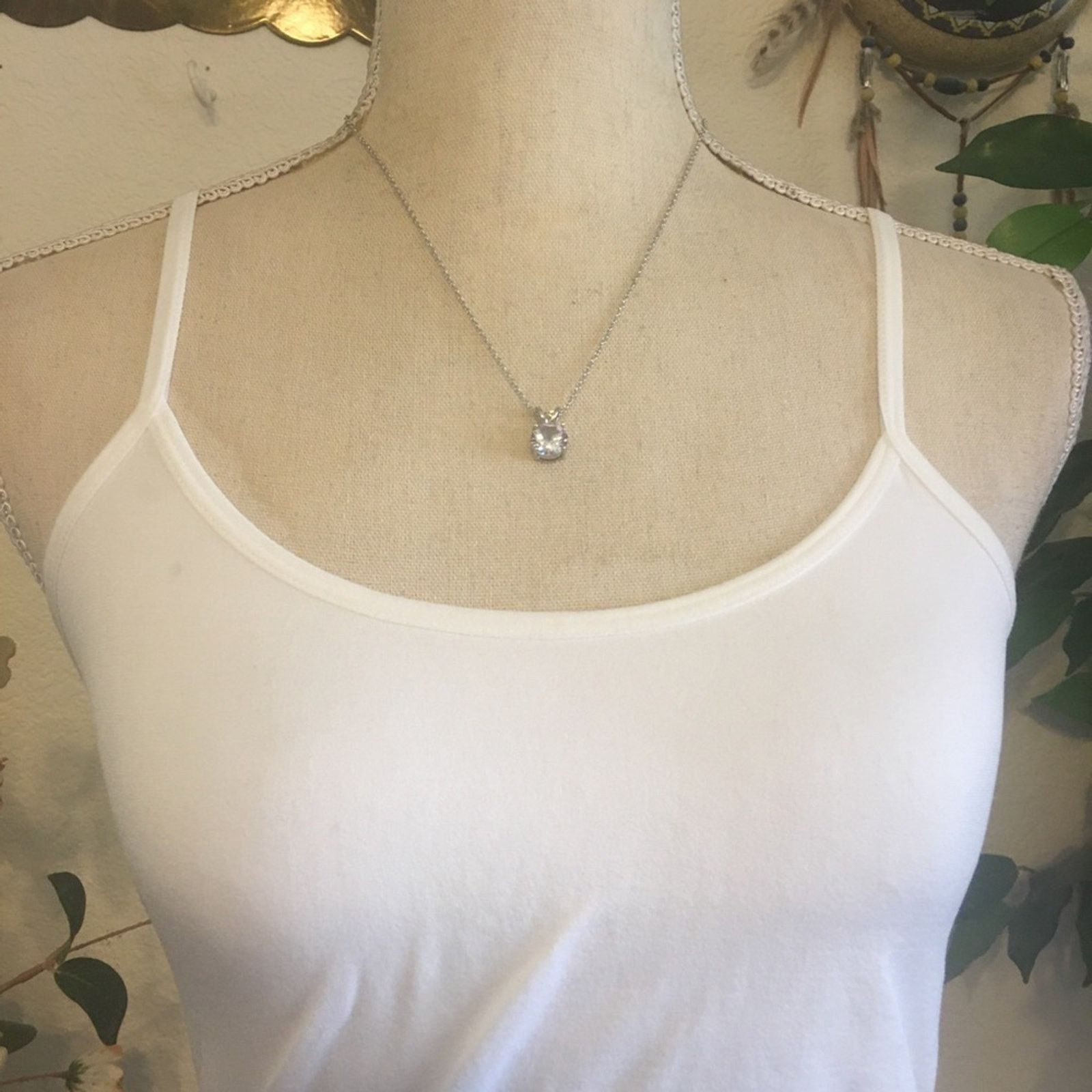 Vintage Vintage 80s round CZ silver plated chain necklace Size ONE SIZE - 3 Thumbnail