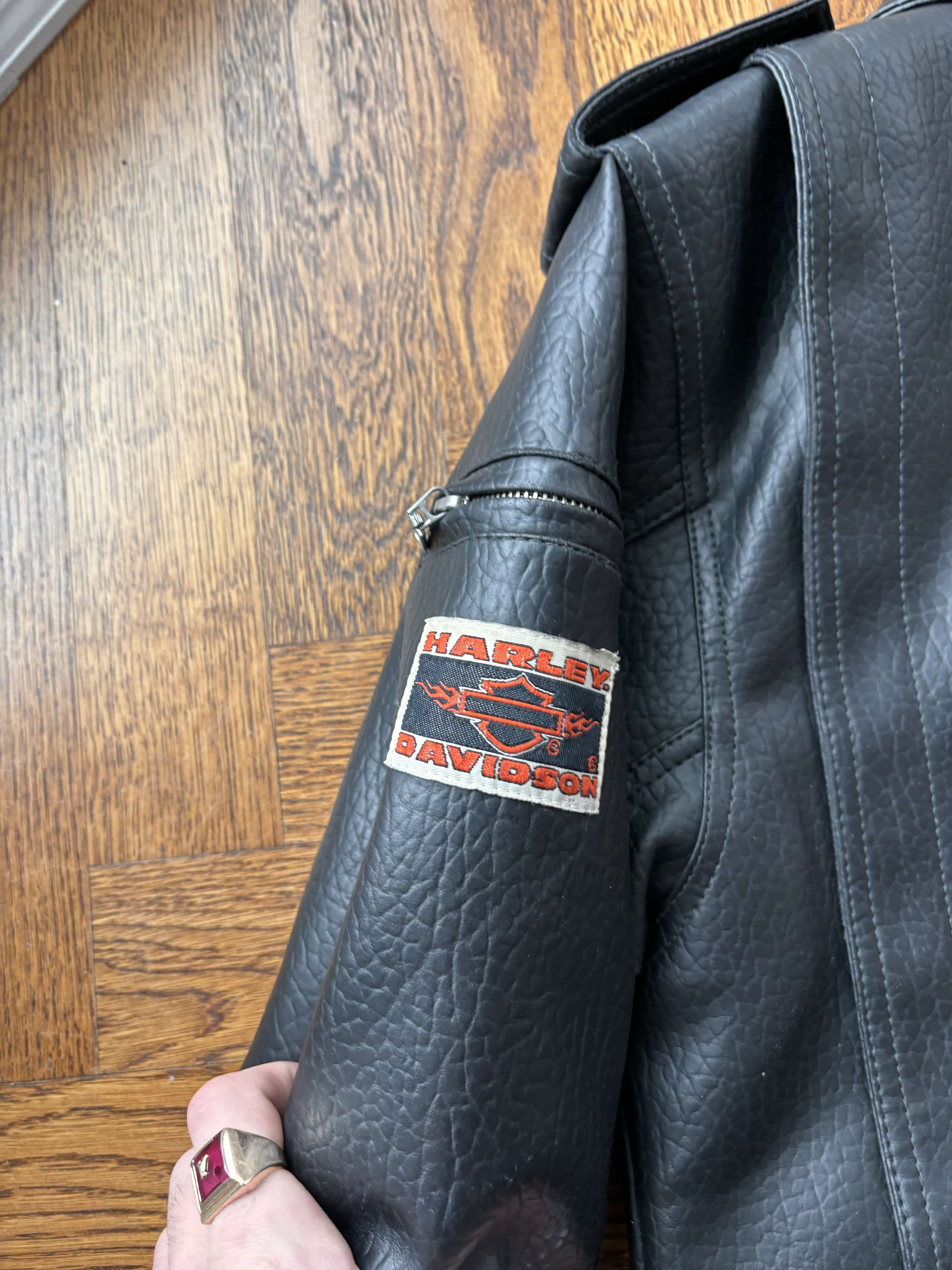 Harley Davidson × Vintage Y2K Baby Harley Davidson Vegan Leather Jacket Moto Crop Tiny Size XXS / US 00 / IT 34 - 13 Thumbnail