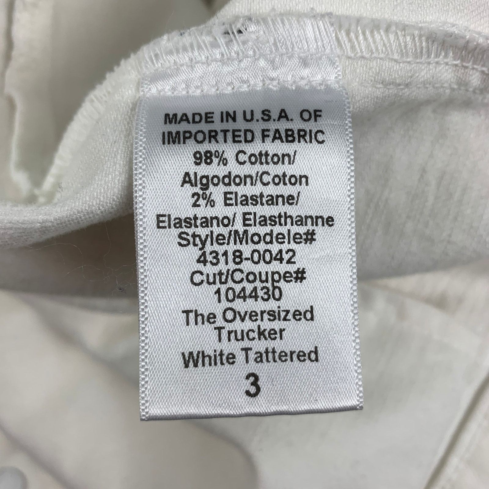 Current/Elliot CURRENT/ELLIOTT M White Distressed Cotton Trucker Jacket Size US M / EU 48-50 / 2 - 4 Thumbnail