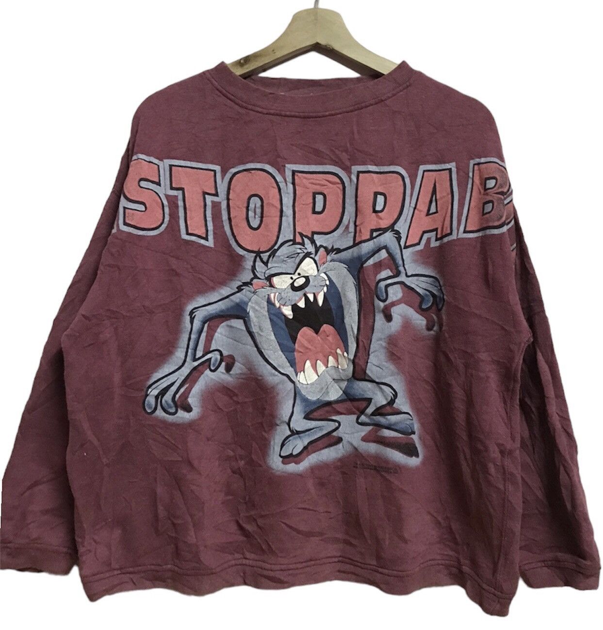 Warner Bros Tazmania 1995 Overprint Crewneck Pullover Size US L / EU 52-54 / 3 - 1 Thumbnail