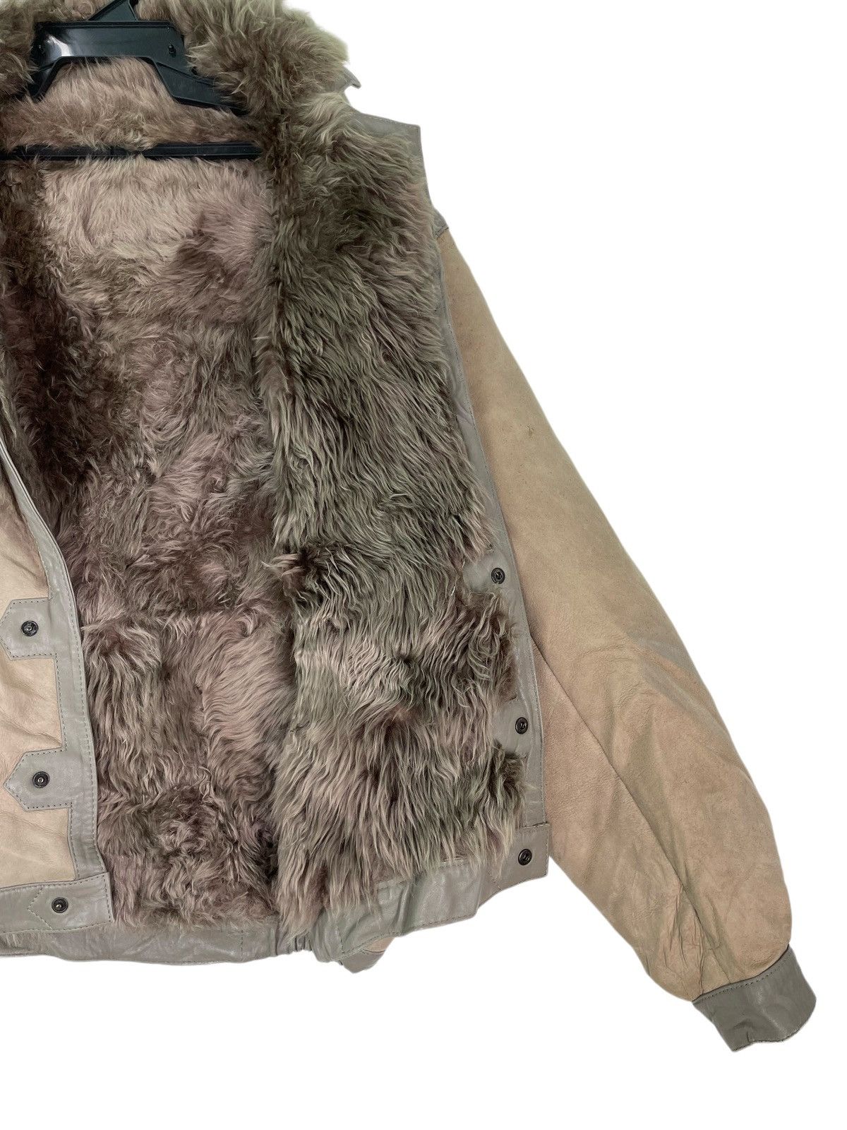 Vtg 90s sheepskin leather winter bomber jacket