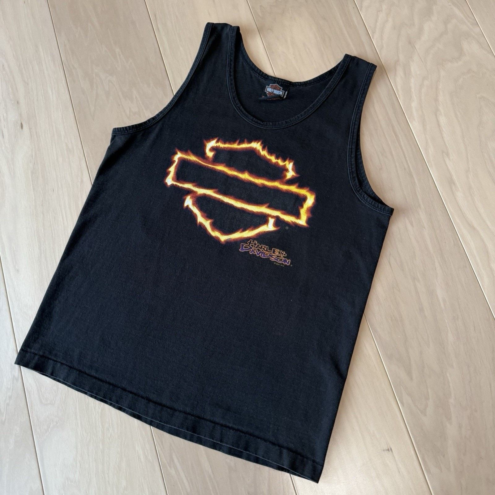 Harley Davidson × Vintage Vintage Harley Davidson Tank Top M Black Flames Motorcycles Size US M / EU 48-50 / 2 - 8 Thumbnail