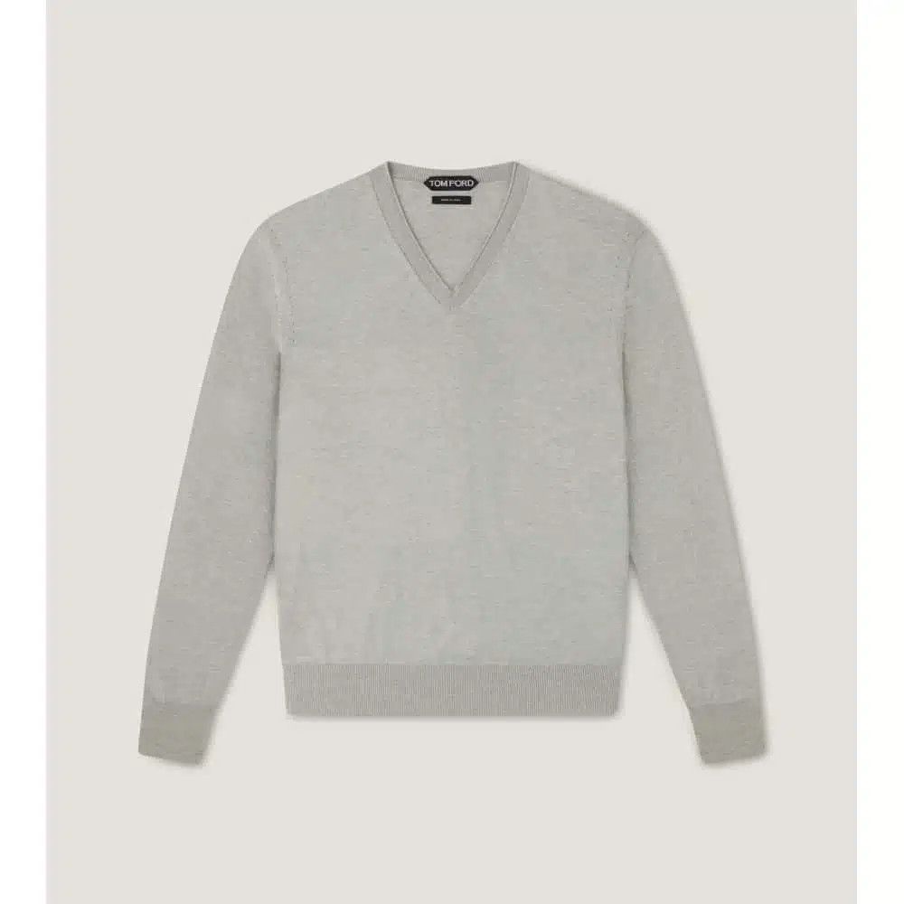 Tom Ford o1sndg1025 TFK100 Wool V-neck Sweater in Grey Size US S / EU 44-46 / 1 - 1 Preview