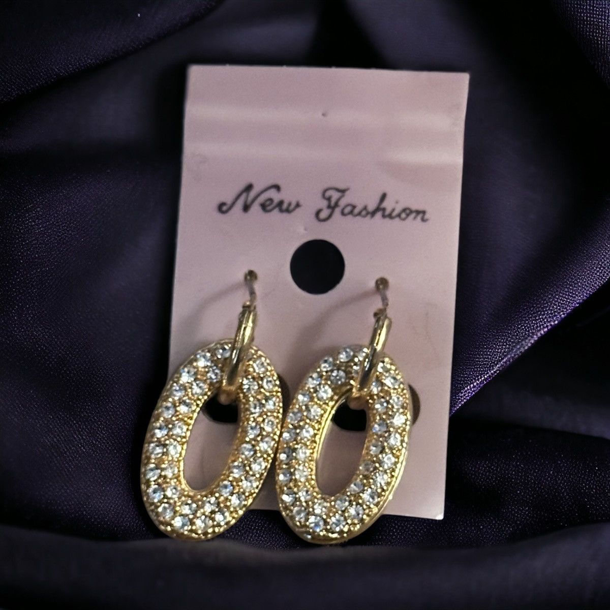 Other Gold tone paved oval dangle earrings Size ONE SIZE - 1 Thumbnail