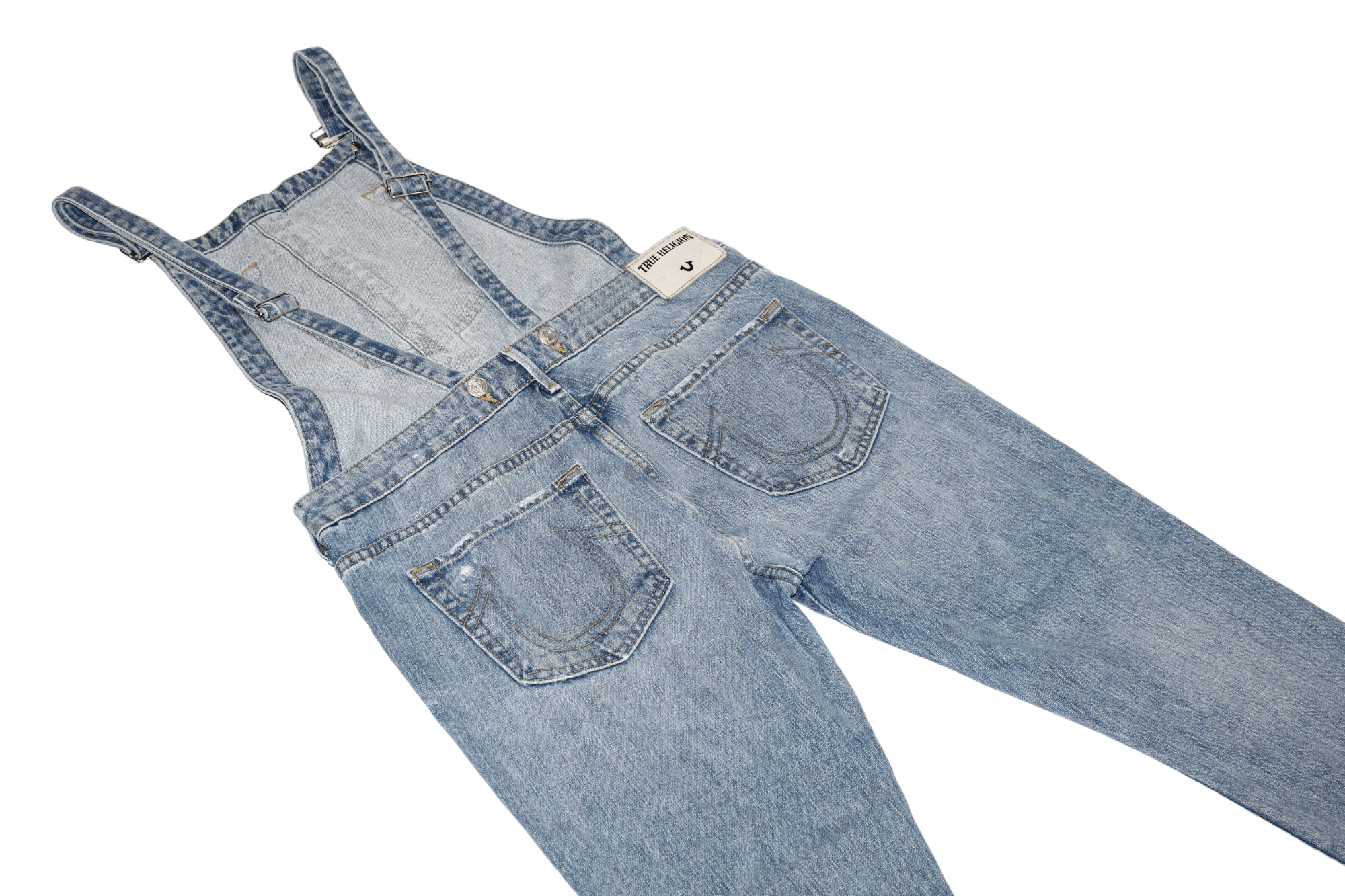 True Religion True Religion Distressed Faded Blue Denim Tapered Overall Size US 30 / EU 46 - 8 Thumbnail