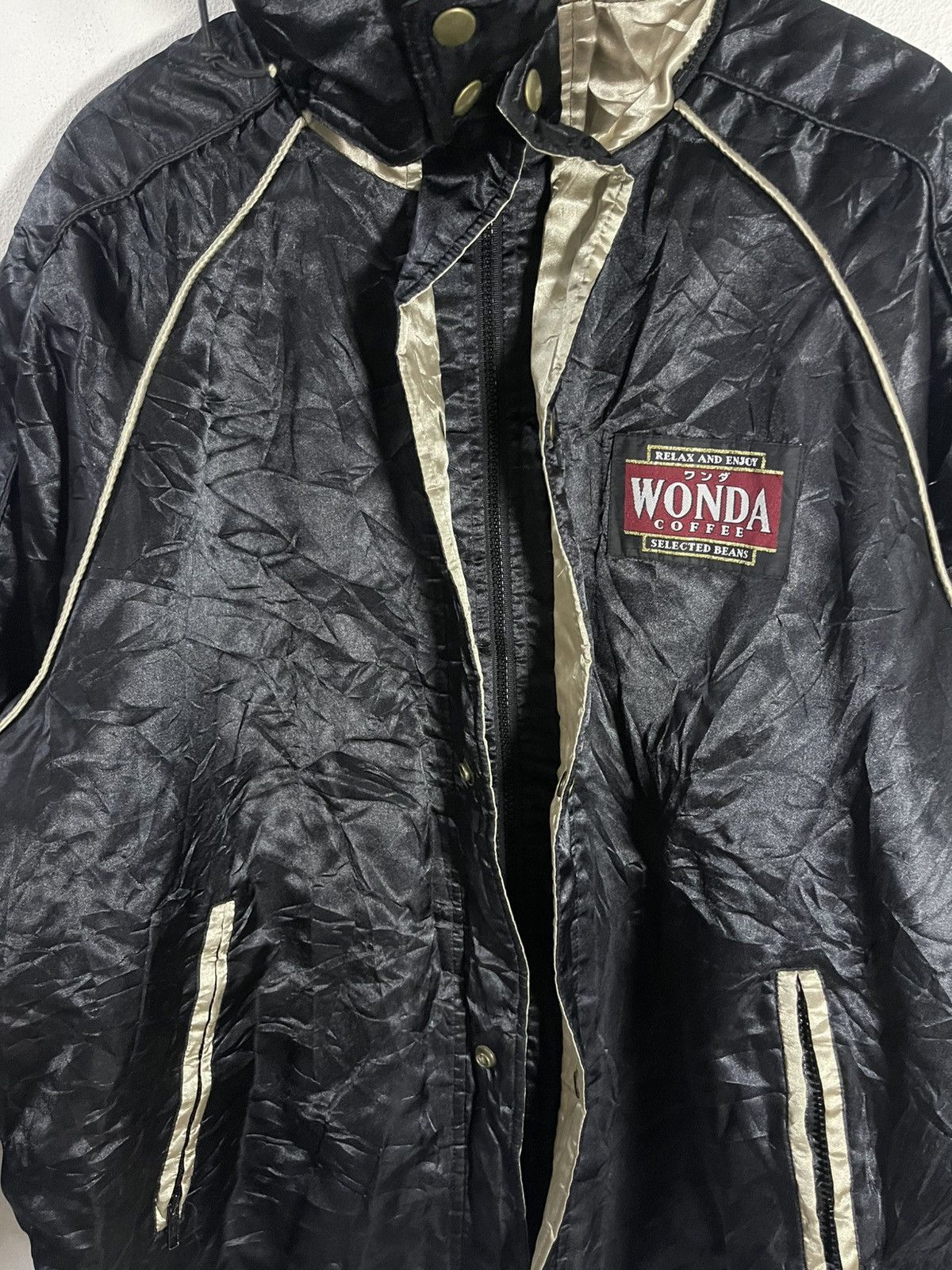 Japanese Brand Vintage Asahi Soft Drinks Wonda Coffee Nylon Racing Jacket Size US XL / EU 56 / 4 - 8 Thumbnail