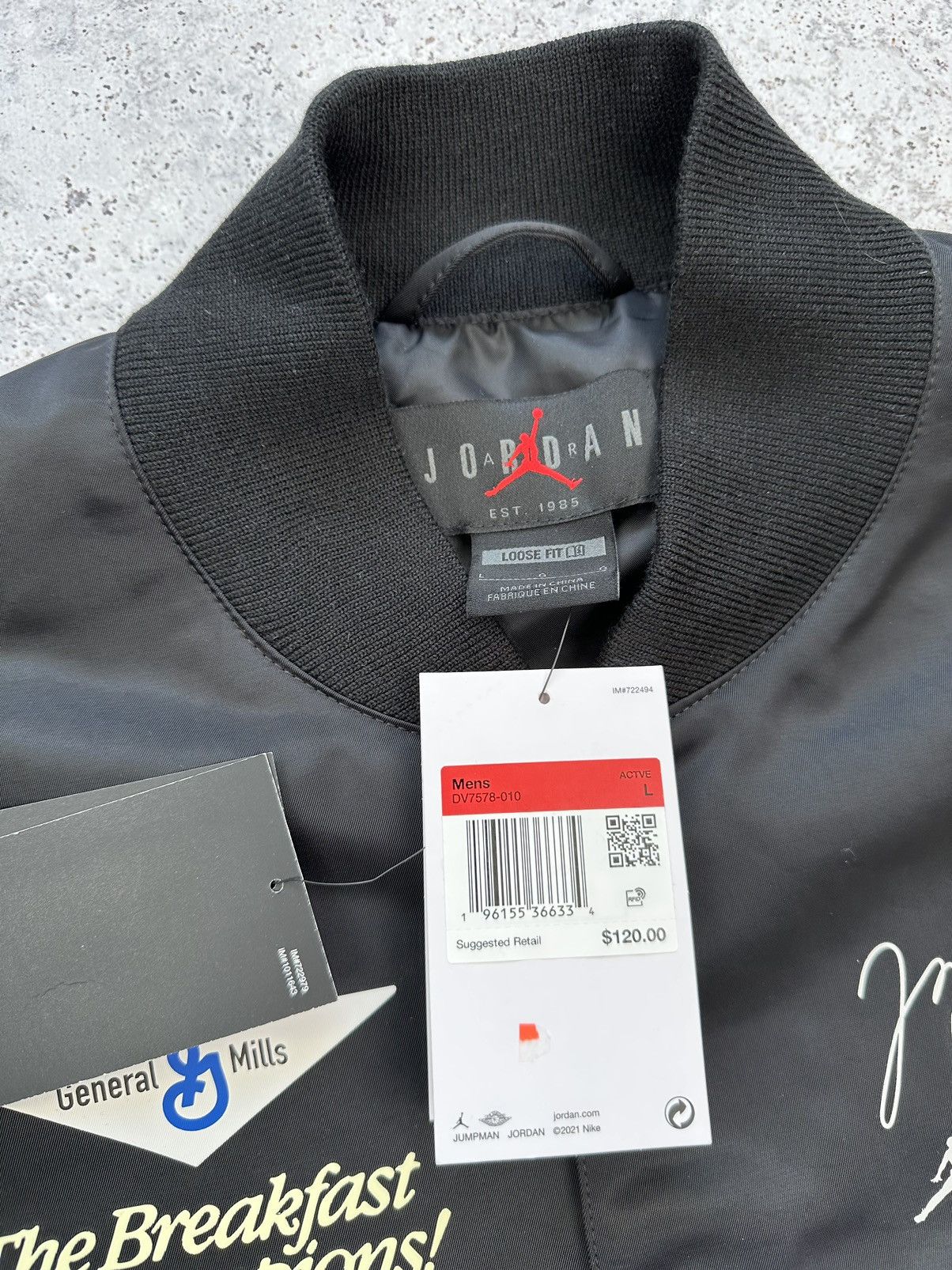 Jordan Brand × Nike Jordan Flight MVP Wheaties varsity bomber jacket Men L black Size US L / EU 52-54 / 3 - 5 Thumbnail