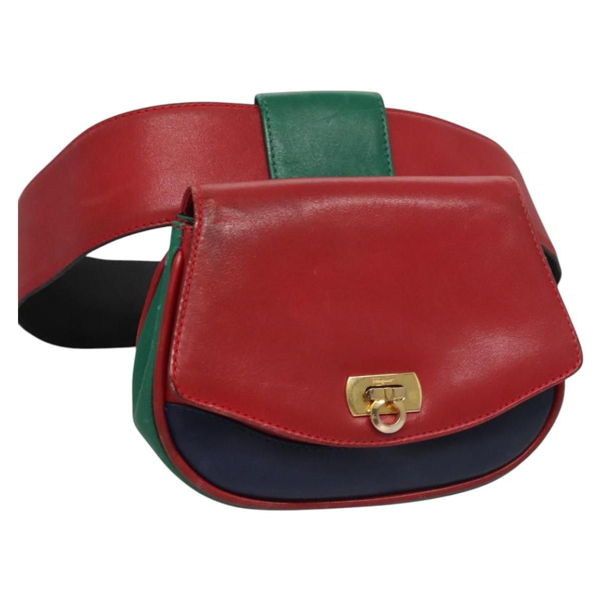 Salvatore Ferragamo Salvatore Ferragamo Gancini Waist Bag Leather Red Size ONE SIZE - 1 Thumbnail