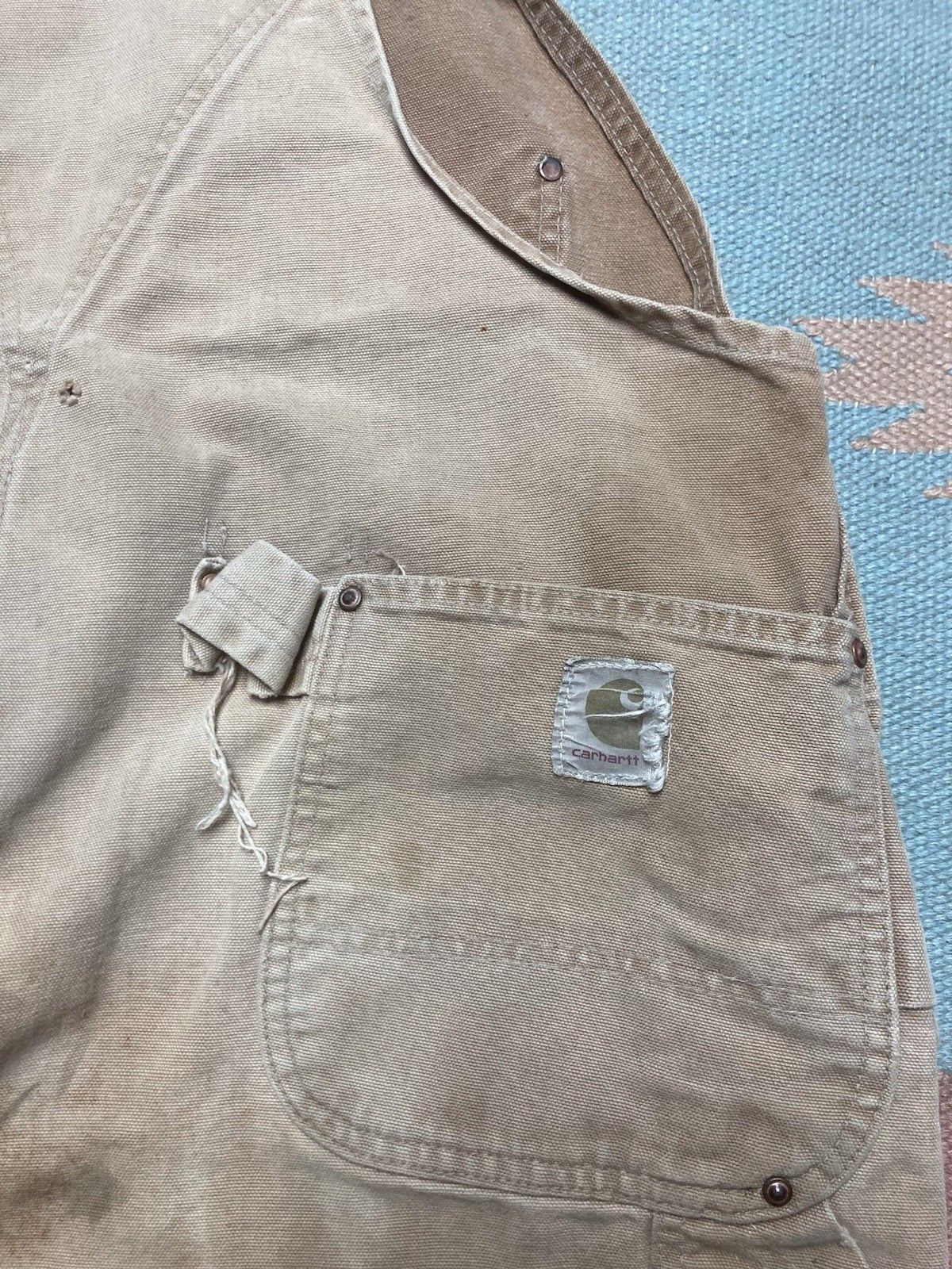 Vintage 1960s 70s carhartt overalls double knee canvas Big C 40x27 Size US 40 / EU 56 - 16 Thumbnail