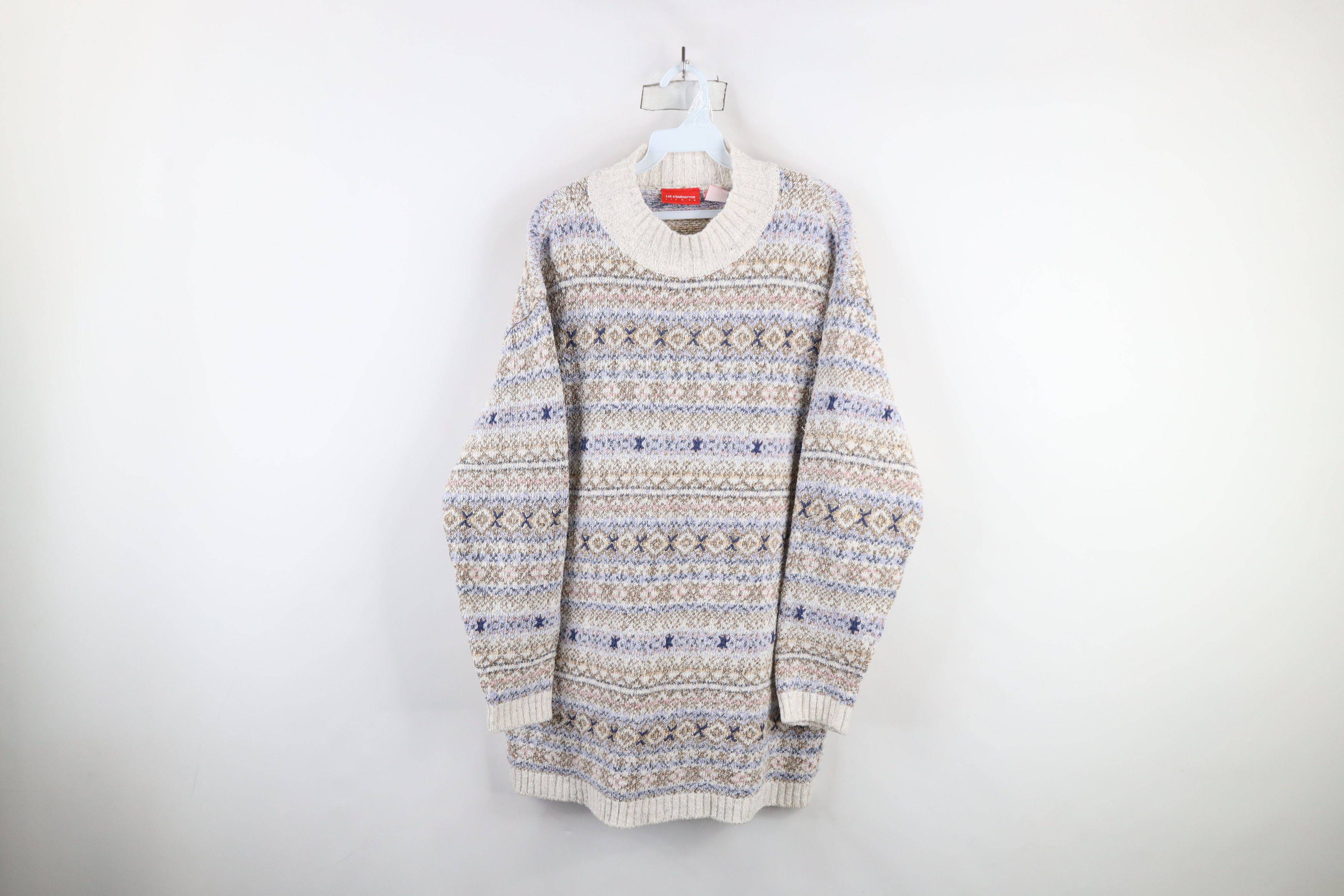 Vintage Vintage 90s Streetwear Pastel Fair Isle Tunic Sweater Size XL / US 12-14 / IT 48-50 - 1 Thumbnail