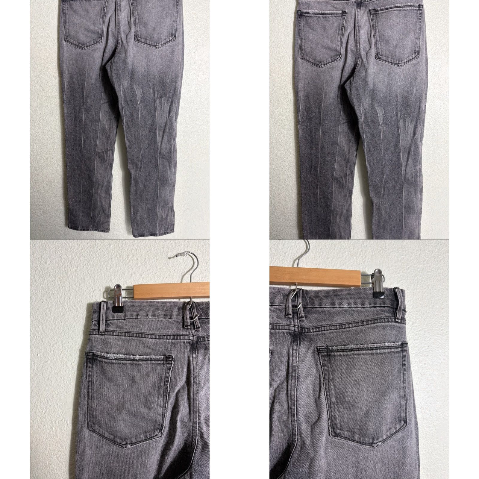 Good American Good American Jeans Womens 12 Black Twisted Slit Straight Leg 31x32 Denim Cotton Stretch 5-Pocket High Rise Modern 90s City College Size 34" / US 12 / IT 48 - 8 Thumbnail