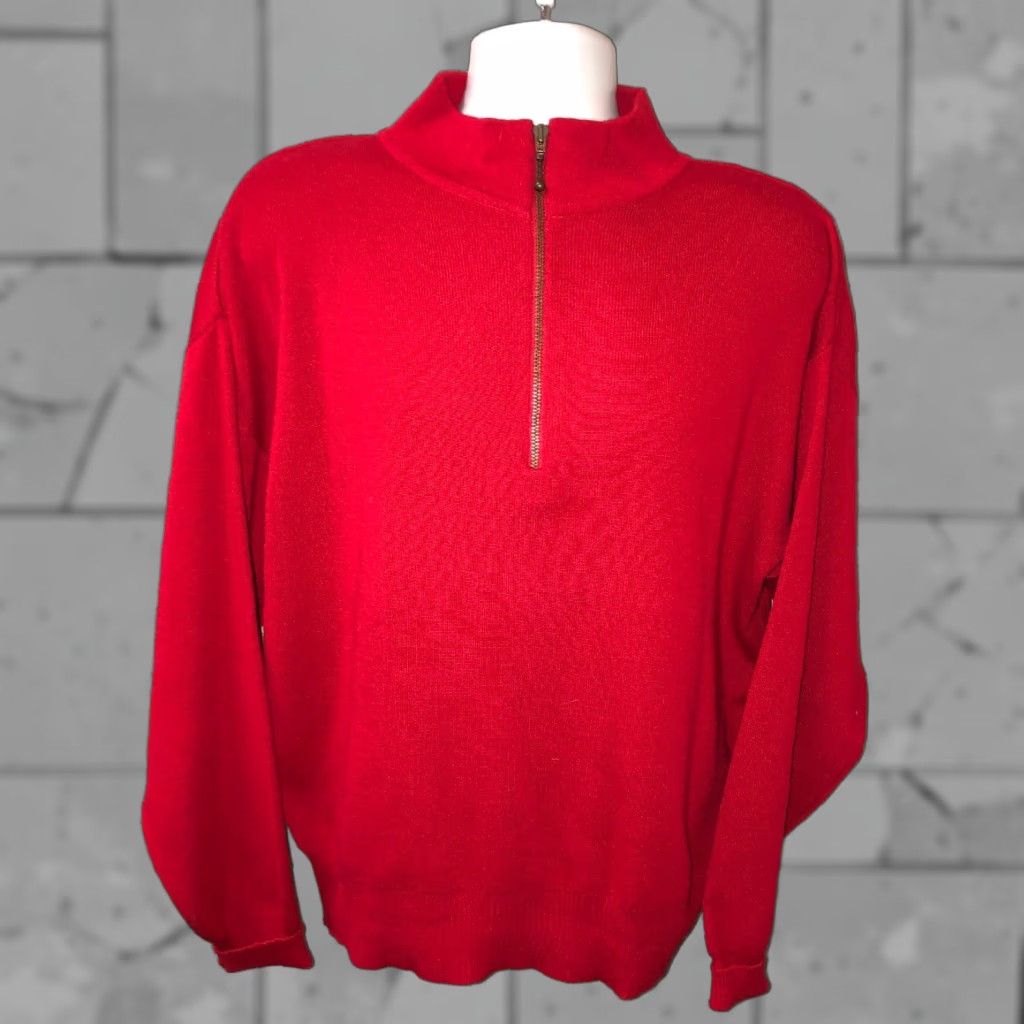 Vintage Vtg Meister Mens Red Wool/Acrylic 1/4 Zip Sweater Size L Size US L / EU 52-54 / 3 - 1 Thumbnail