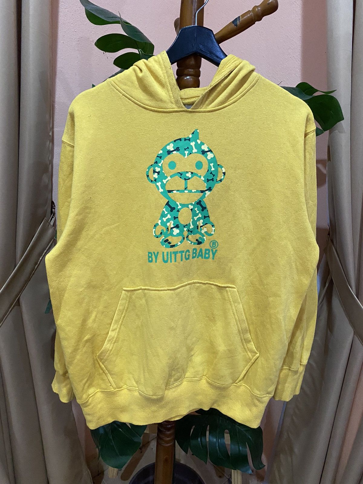 UITTG BABY Yellow Hoodie - Bold Casual Style Monkey Mascot