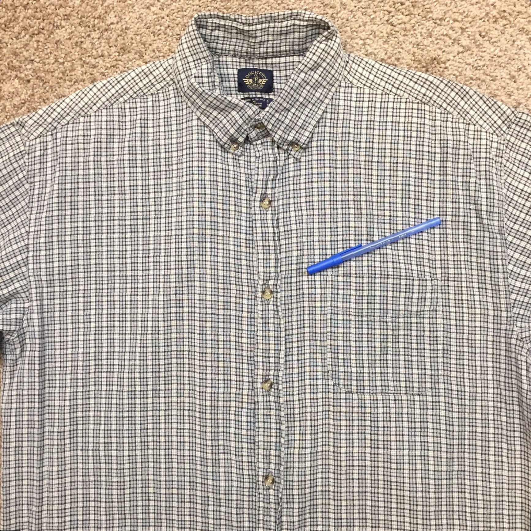 Dockers DOCKERS Shirt Mens XL Blue Check Short Sleeve Button-Up Casual Size US XL / EU 56 / 4 - 3 Thumbnail