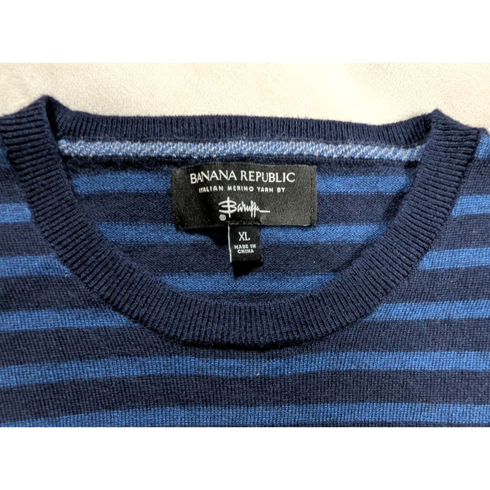 Banana Republic Banana Republic Blue Merino Wool Crew Neck Sweater Men XL Striped Knit Pullover Casual, Business, Travel 90s Theme Not Applicable Size US XL / EU 56 / 4 - 3 Thumbnail