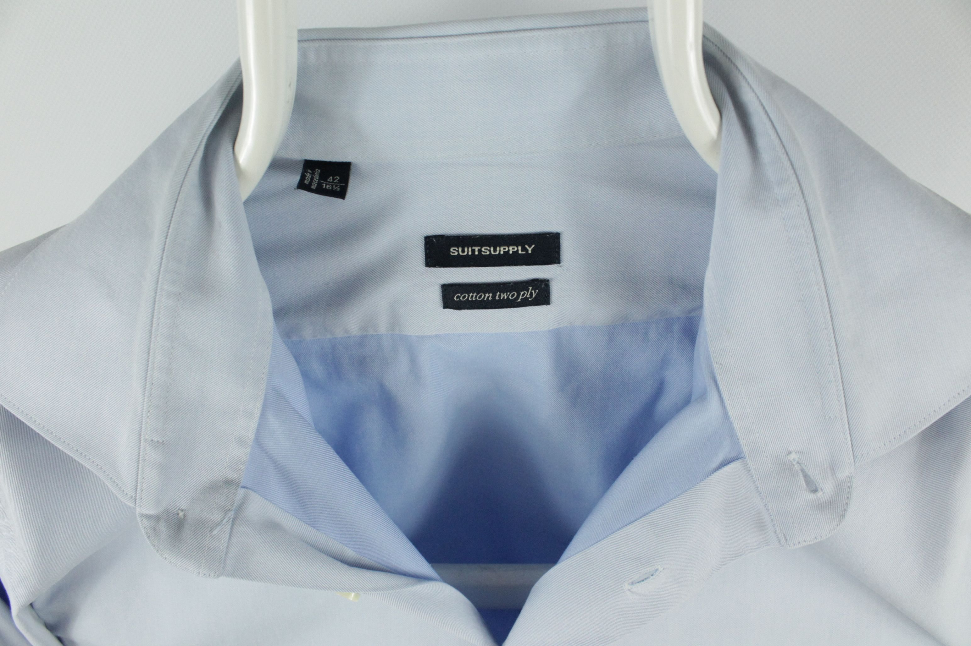 Designer × Suitsupply Suitsupply Cotton Two Ply Slim Fit Formal Light Blue Shirt Size US L / EU 52-54 / 3 - 3 Thumbnail